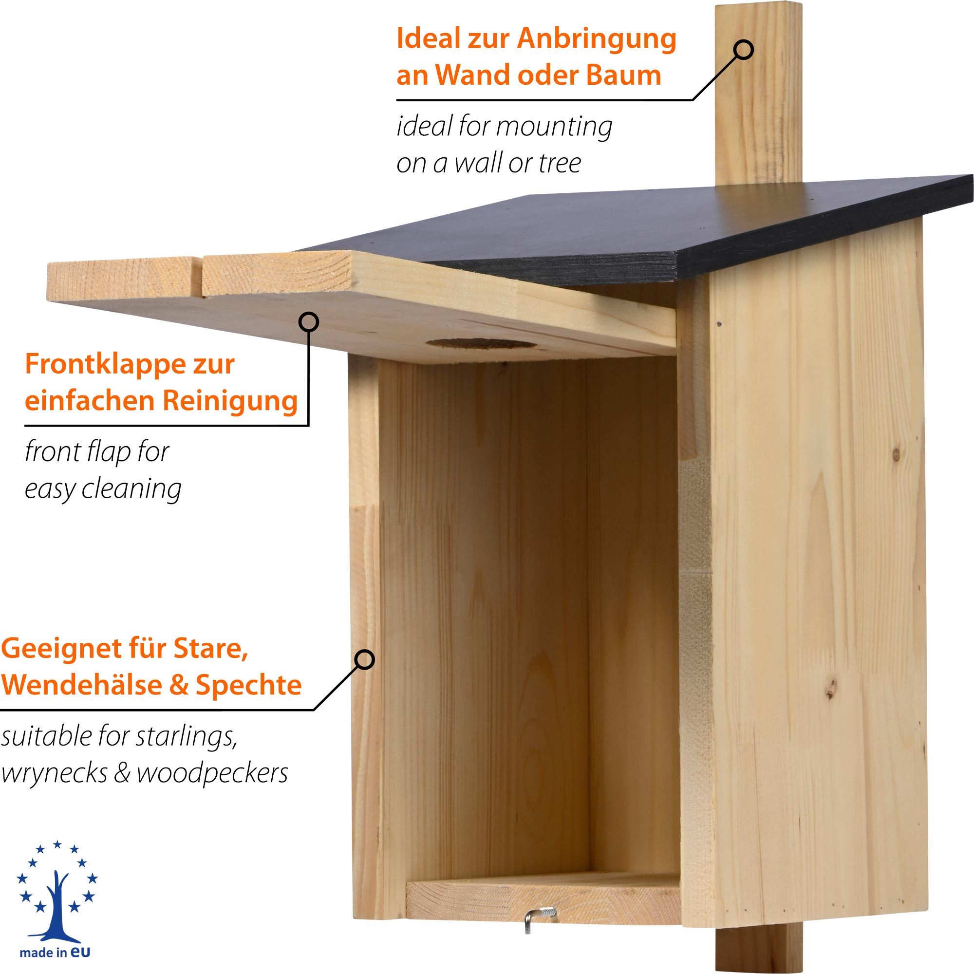 dobar Vogelhaus Nistkasten für Stare aus Holz