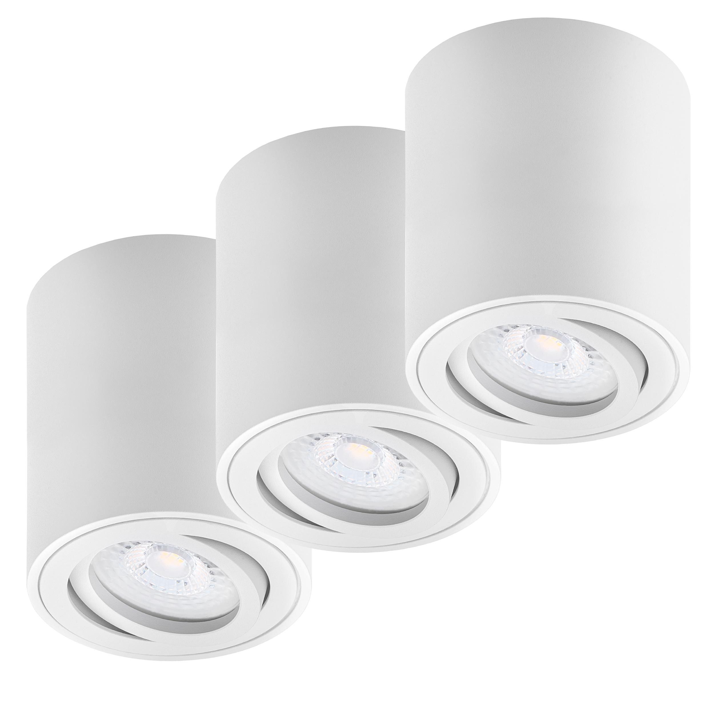 Oktaplex lighting LED Deckenstrahler Lile M Aluminium Deckenspot weiß, inklusive Leuchtmittel, warmweiß, 3000K 345lm 1,9W Aufbauspot 230V