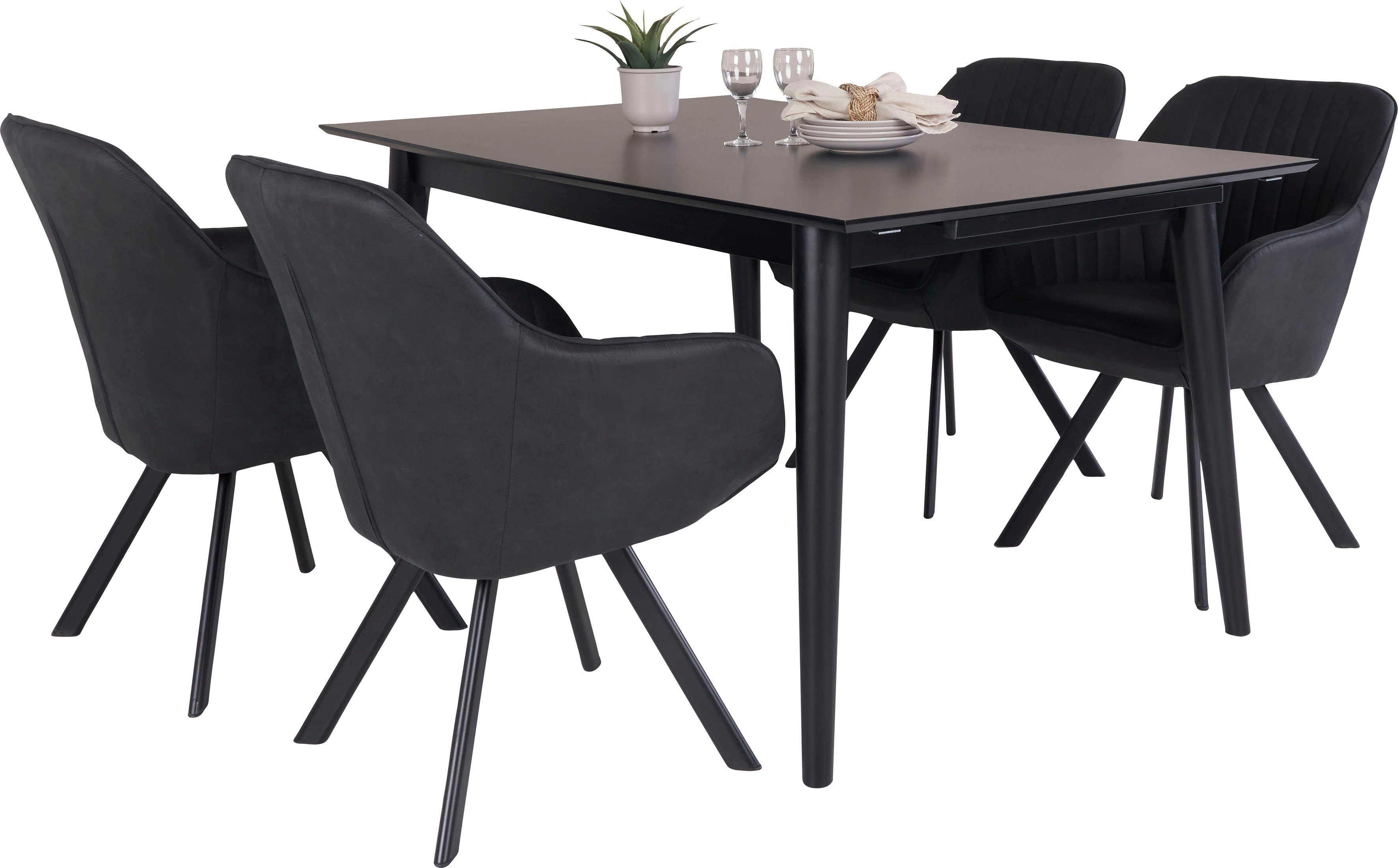 Homexperts Essgruppe Odense, (Set, 5-tlg), ausziehbarem elegante Stilvoll Tisch, mit Essgruppe und