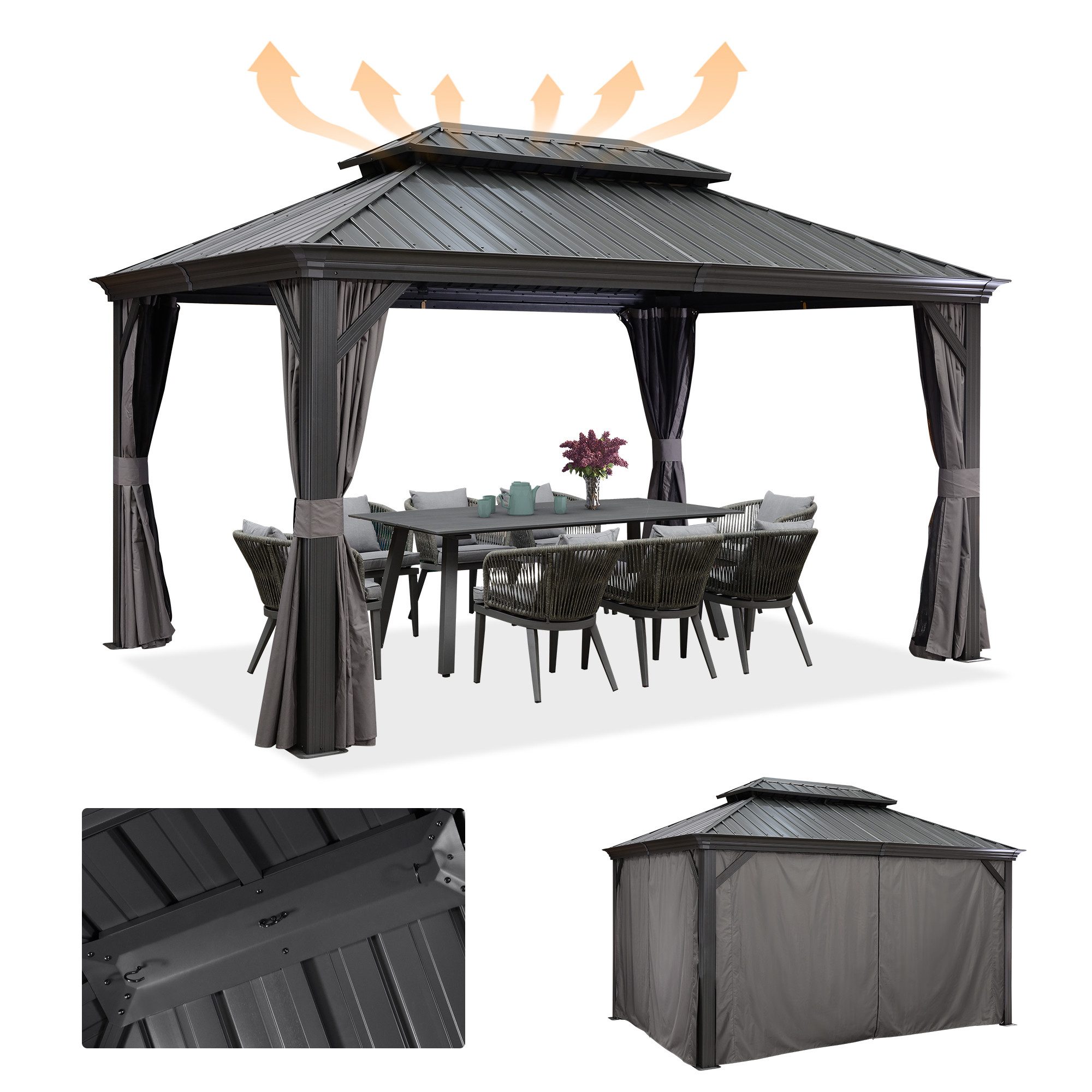 PURPLE LEAF Pavillon Alu Gartenpavillon mit günstig online kaufen