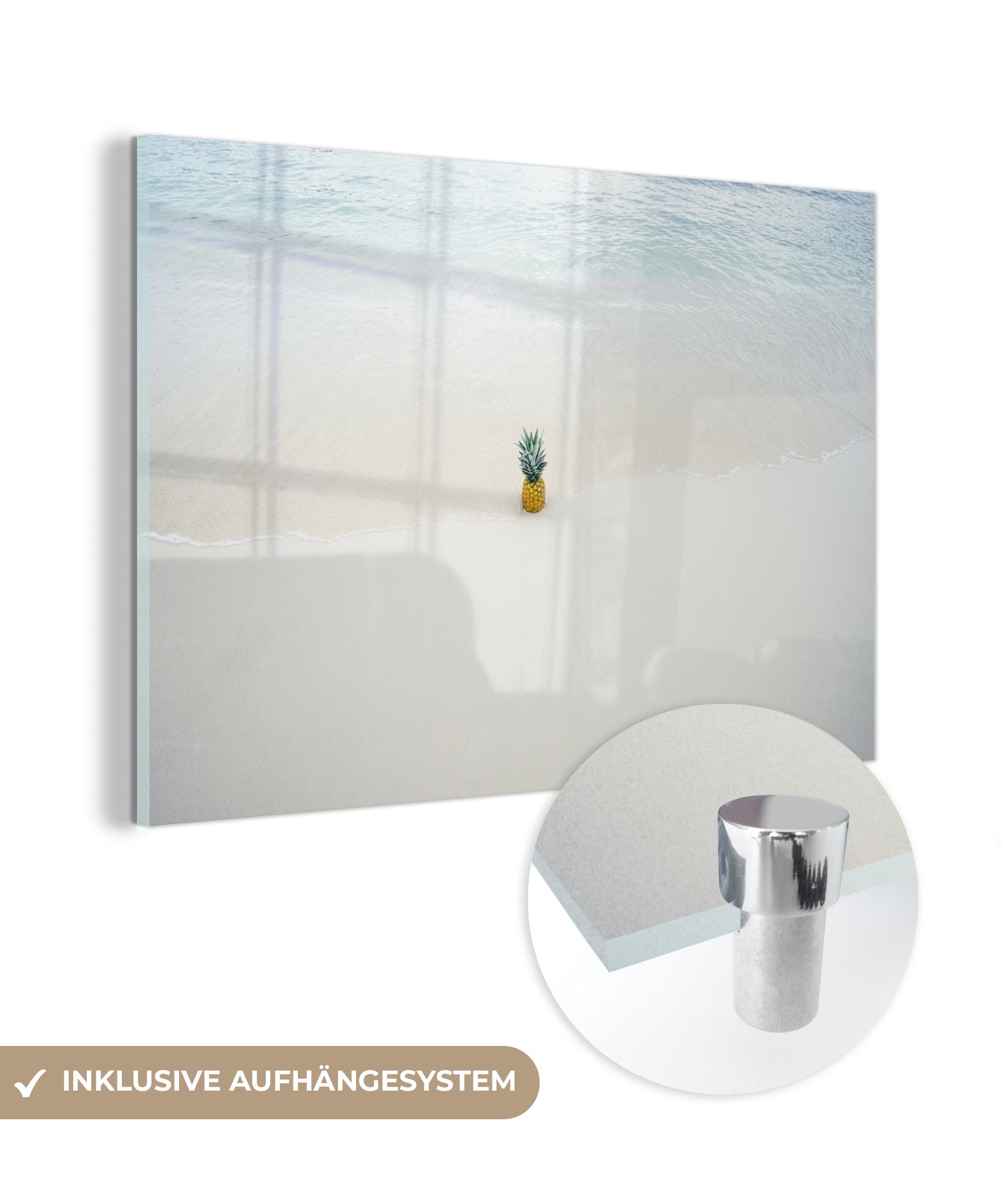 Wohnzimmer (1 Wasser Acrylglasbild - MuchoWow - St), Schlafzimmer Sand, & Ananas Acrylglasbilder