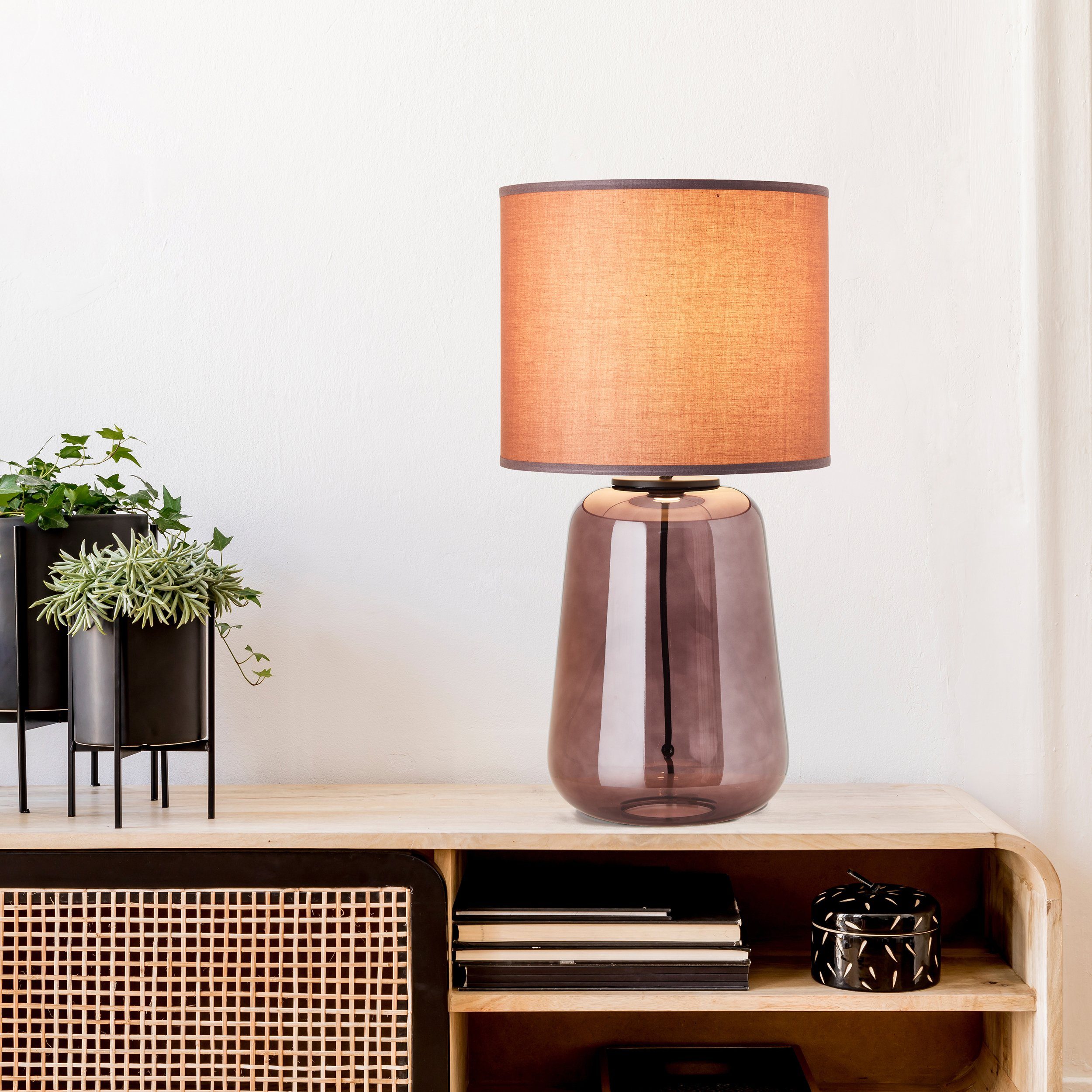 Brilliant Tischleuchte Hydra, ohne Leuchtmittel, Ø 30 cm, E27, Glas/Textil günstig online kaufen