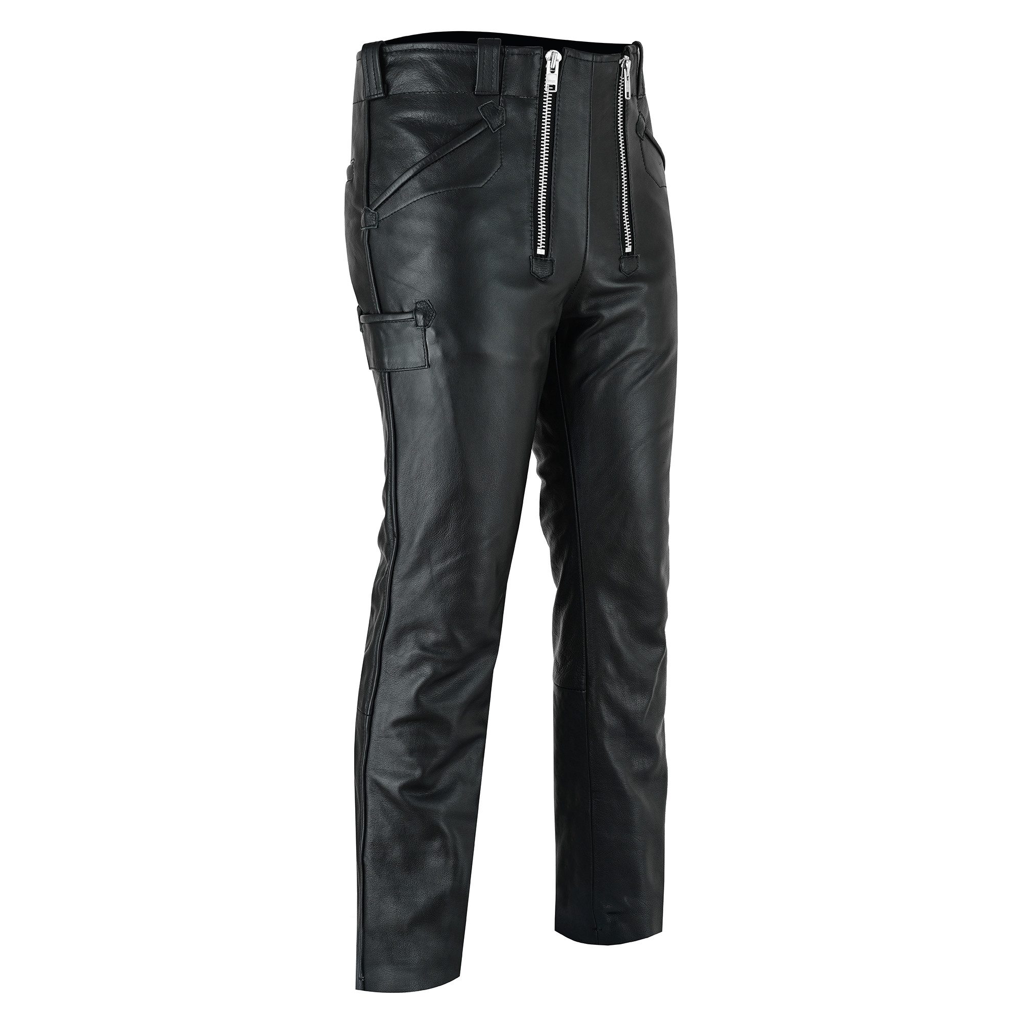 BOHMBERG Lederhose HerrenZimmermannshose, Zunfthose echtes Rinds Leder, Schwarz