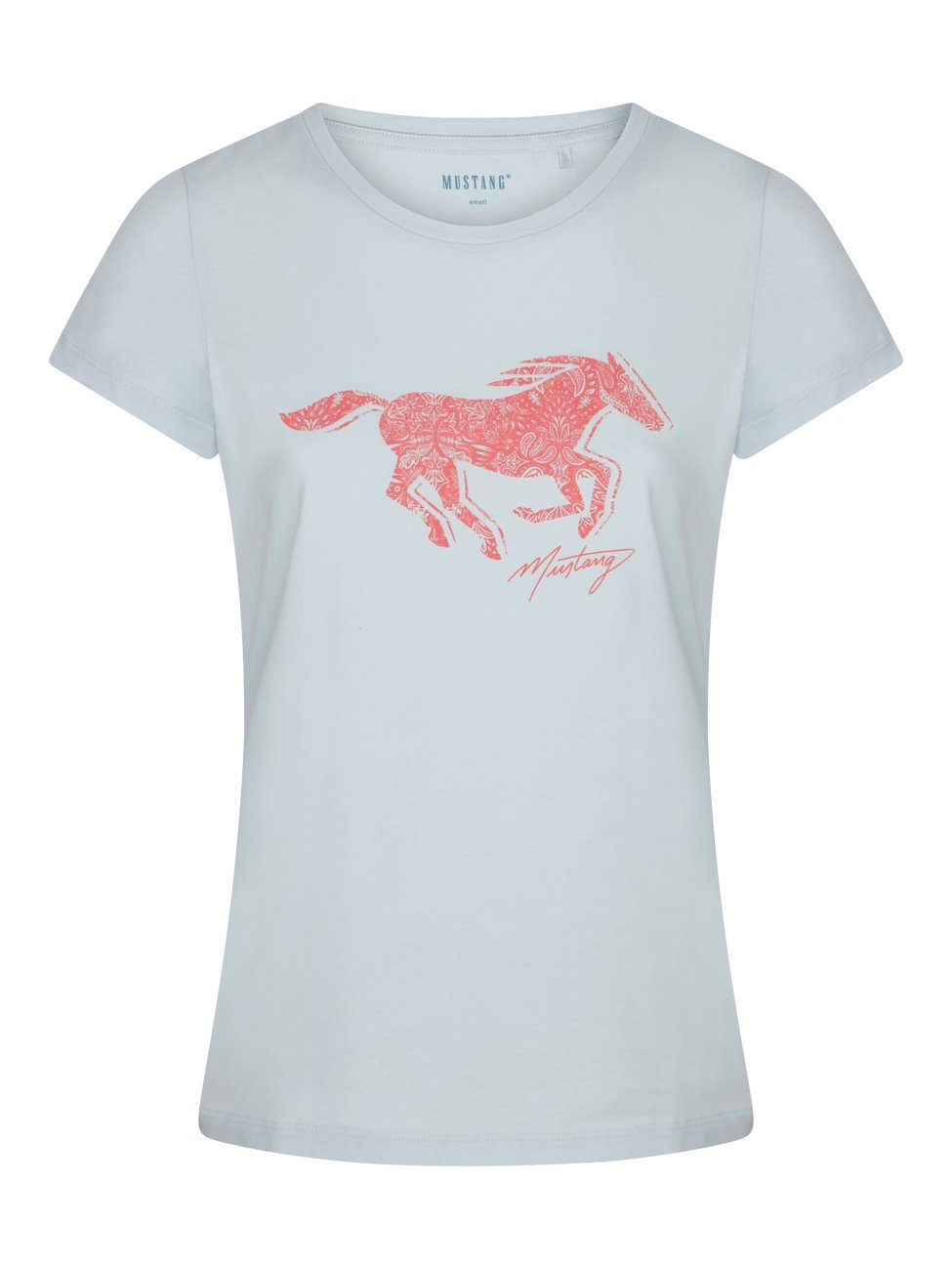 MUSTANG T-Shirt Damen Logo Printshirt Alexia C Logo Slim Fit (4-tlg) Basic Kurzarm Tee Shirt mit Rundhalsausschnitt aus 100% Baumwolle
