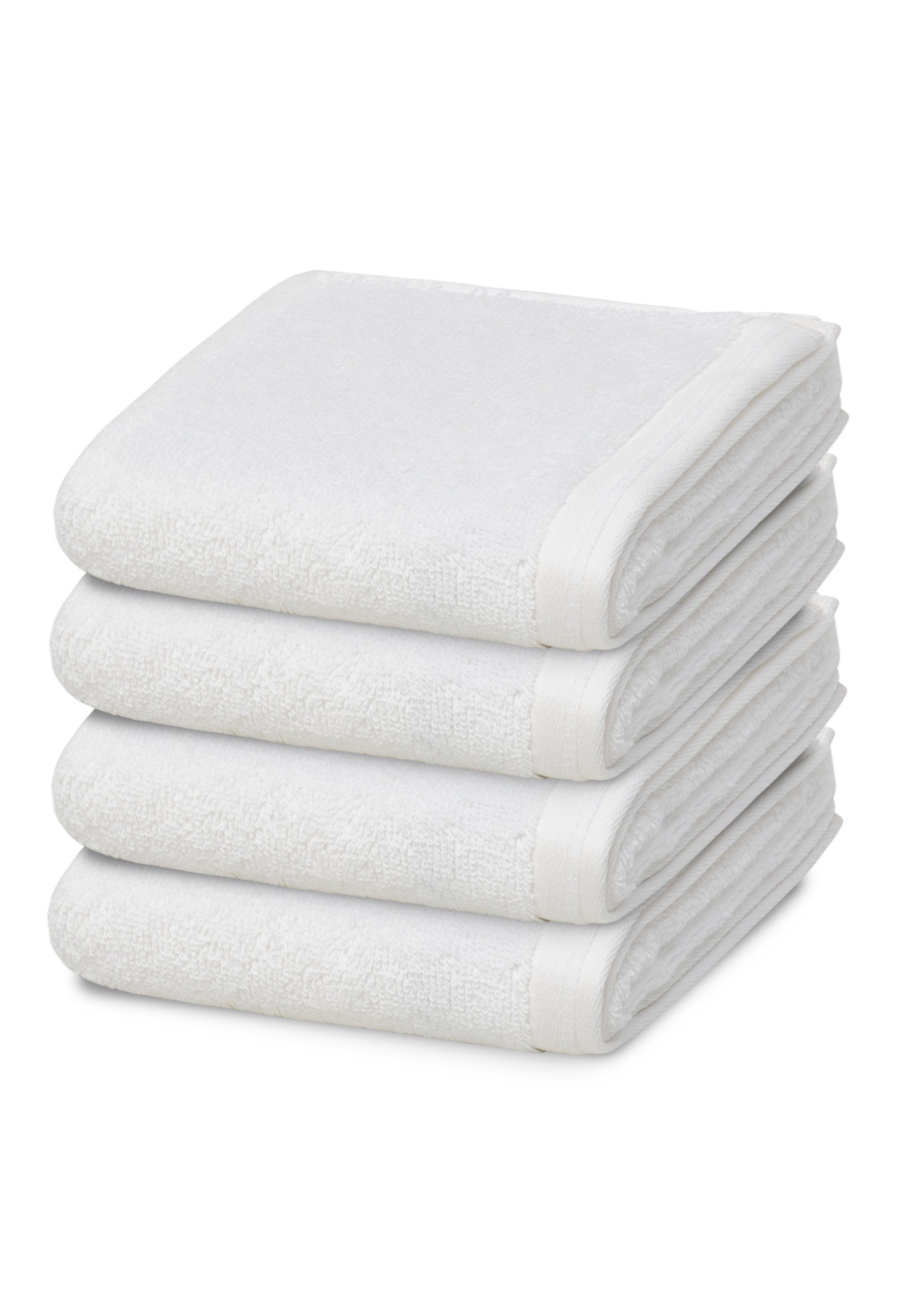 Vossen Handtuch Set 4er Pack Vegan Life, Walkfrottee (Spar-Set, 4-St), 4 X Gästetuch im Set - Baumwolle - Zertifiziert vegane Herstellung