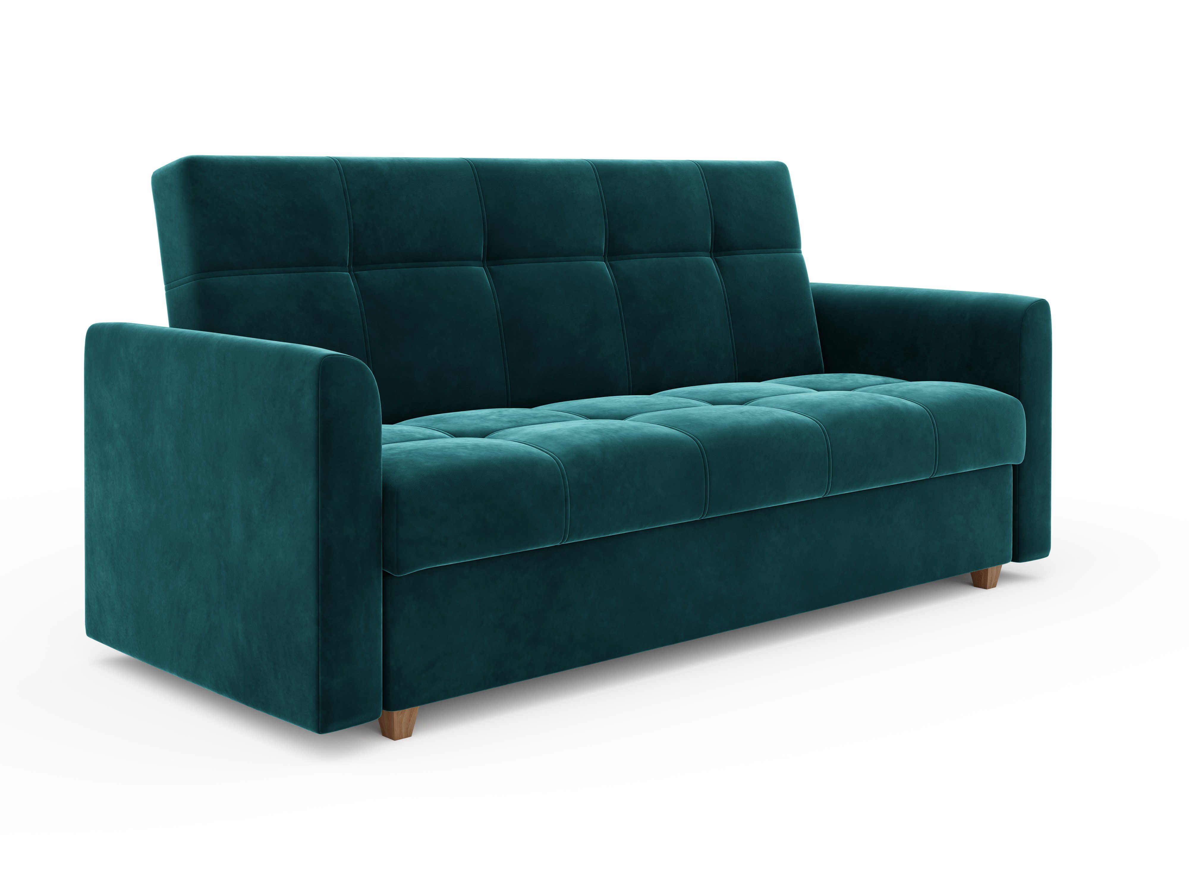 und pressiode 215cm Schlaffunktion Türkis Bettkasten COUCH mit Schlafsofa, Sofa LENTO