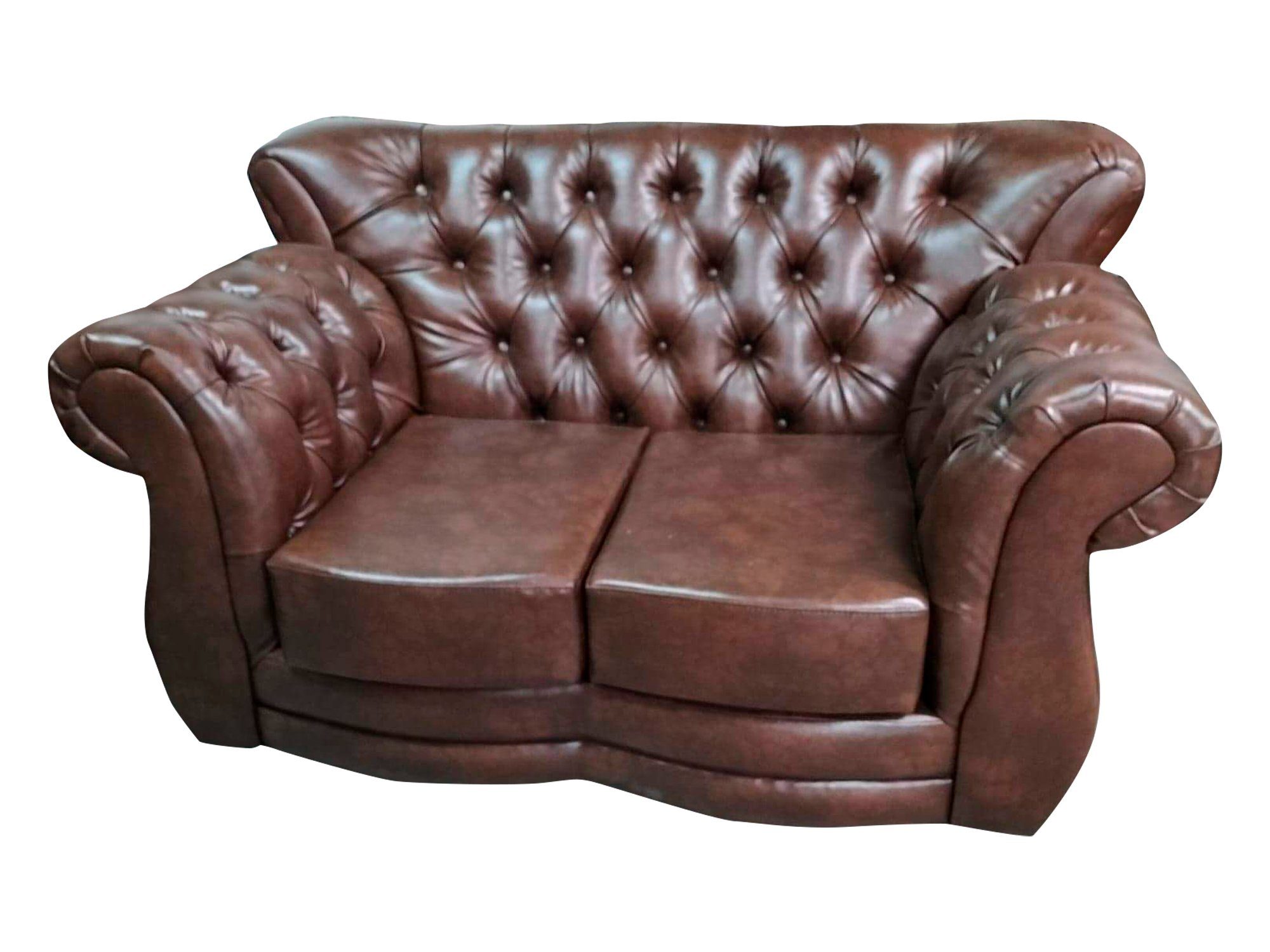 Ledersofa Chesterfield Sitzer Couchen Sofa Sofas Sofa, JVmoebel 2 Luxus Braun Couch