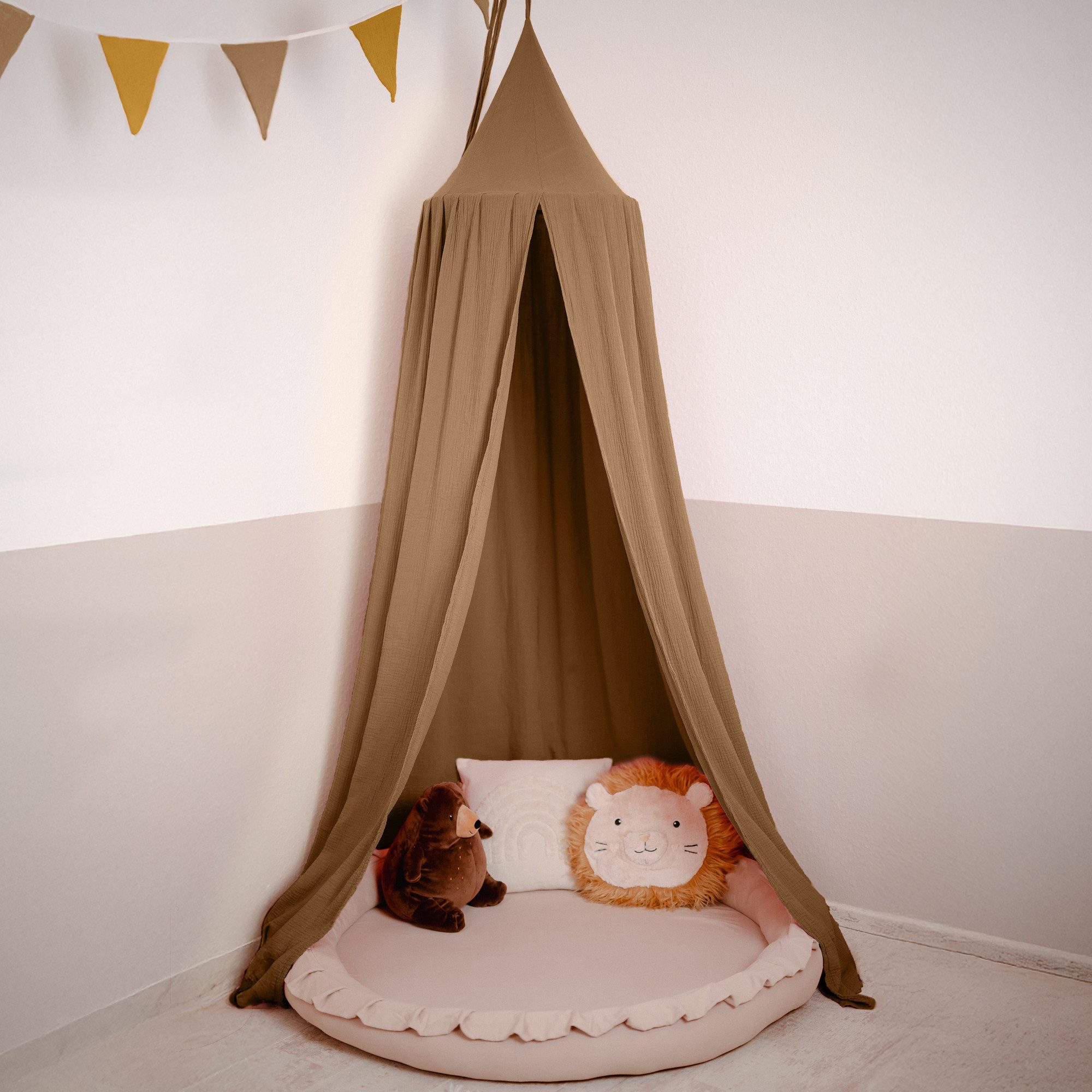 lilimaus Betthimmel Baldachin für Kinderzimmer aus 100% Musselin - handgenäht (1-tlg), Rückzugsort für Bett, Kuschelecke & Leseplatz - weicher Musselin