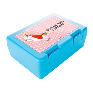 Mr. & Mrs. Panda Butterdose Einhorn Super - Rot Pastell - Geschenk, Girl, Unicorn, Brotzeitbox, B, Premium Kunststoff, (1-tlg), Luftlöcher