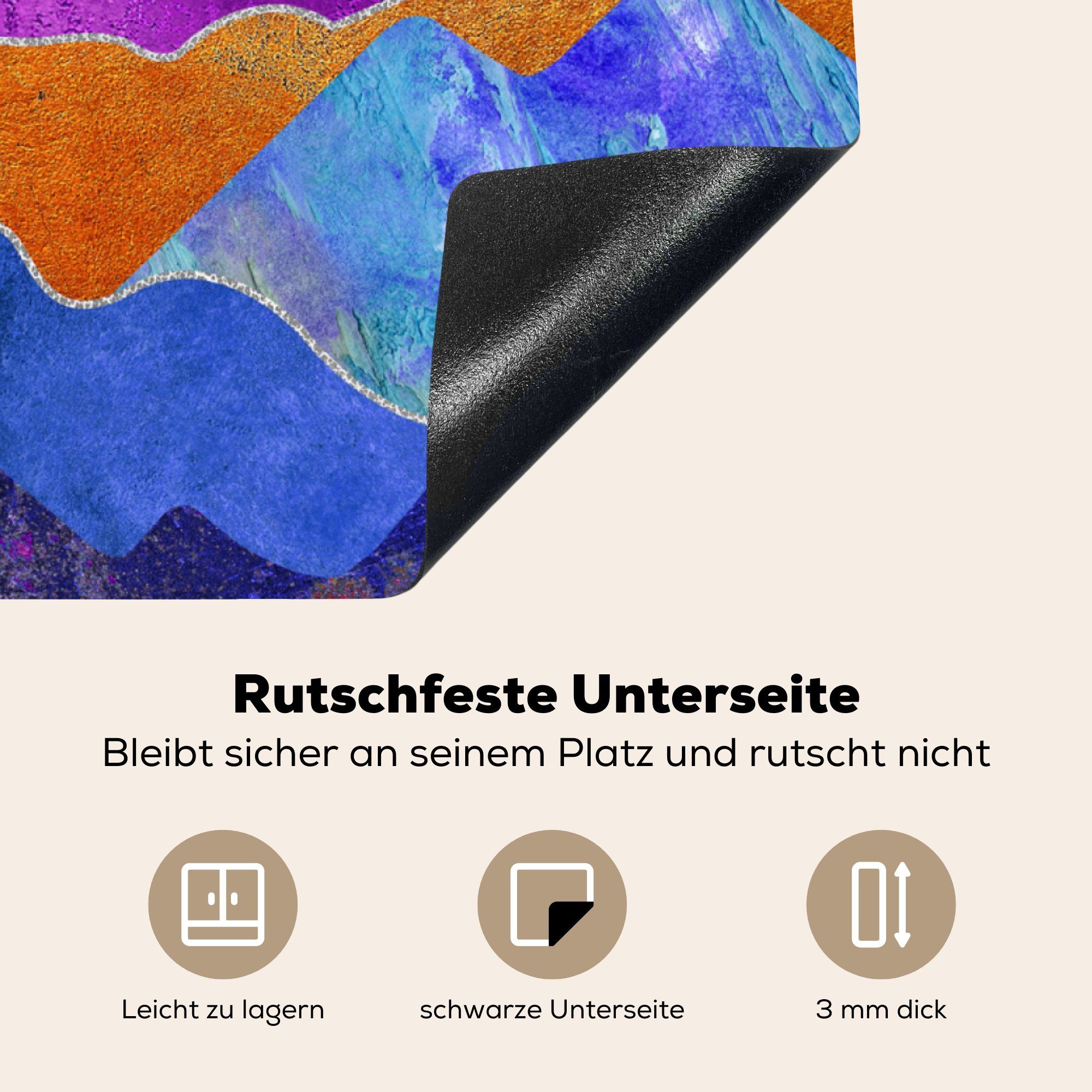 MuchoWow Herdblende-/Abdeckplatte tlg), Ceranfeldabdeckung, Bi cm, für Stolz 78x78 Arbeitsplatte - Vinyl, (1 küche - Gold