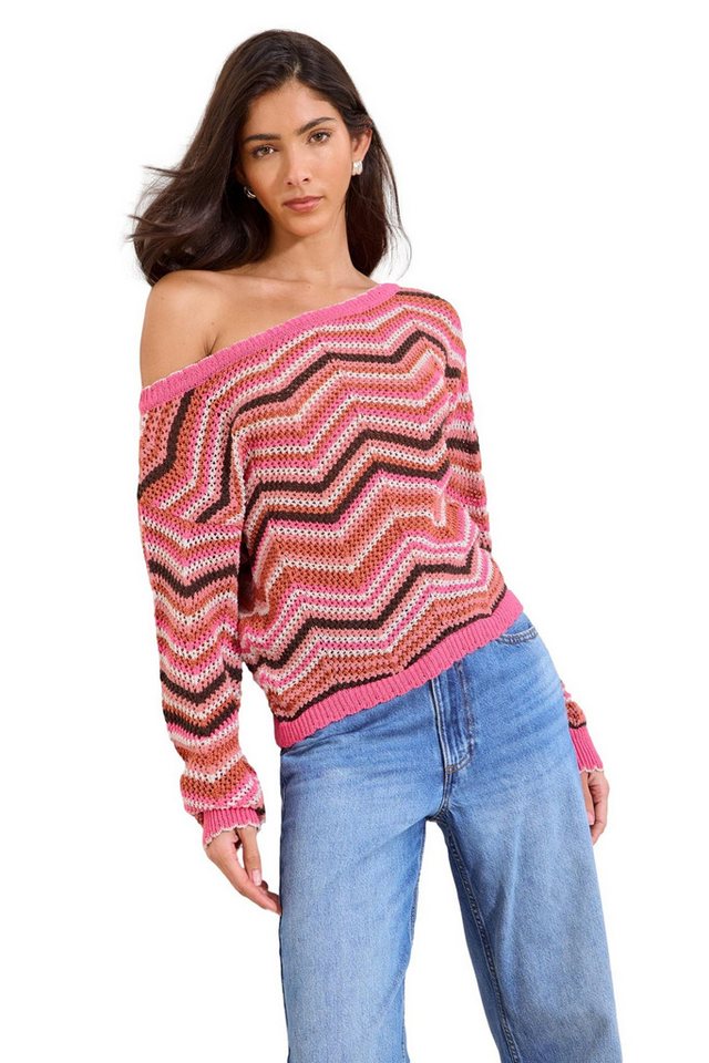 LIPSY Strickpullover Lipsy Strickpullover, Metallic + Zickzack-Details (1-tlg)