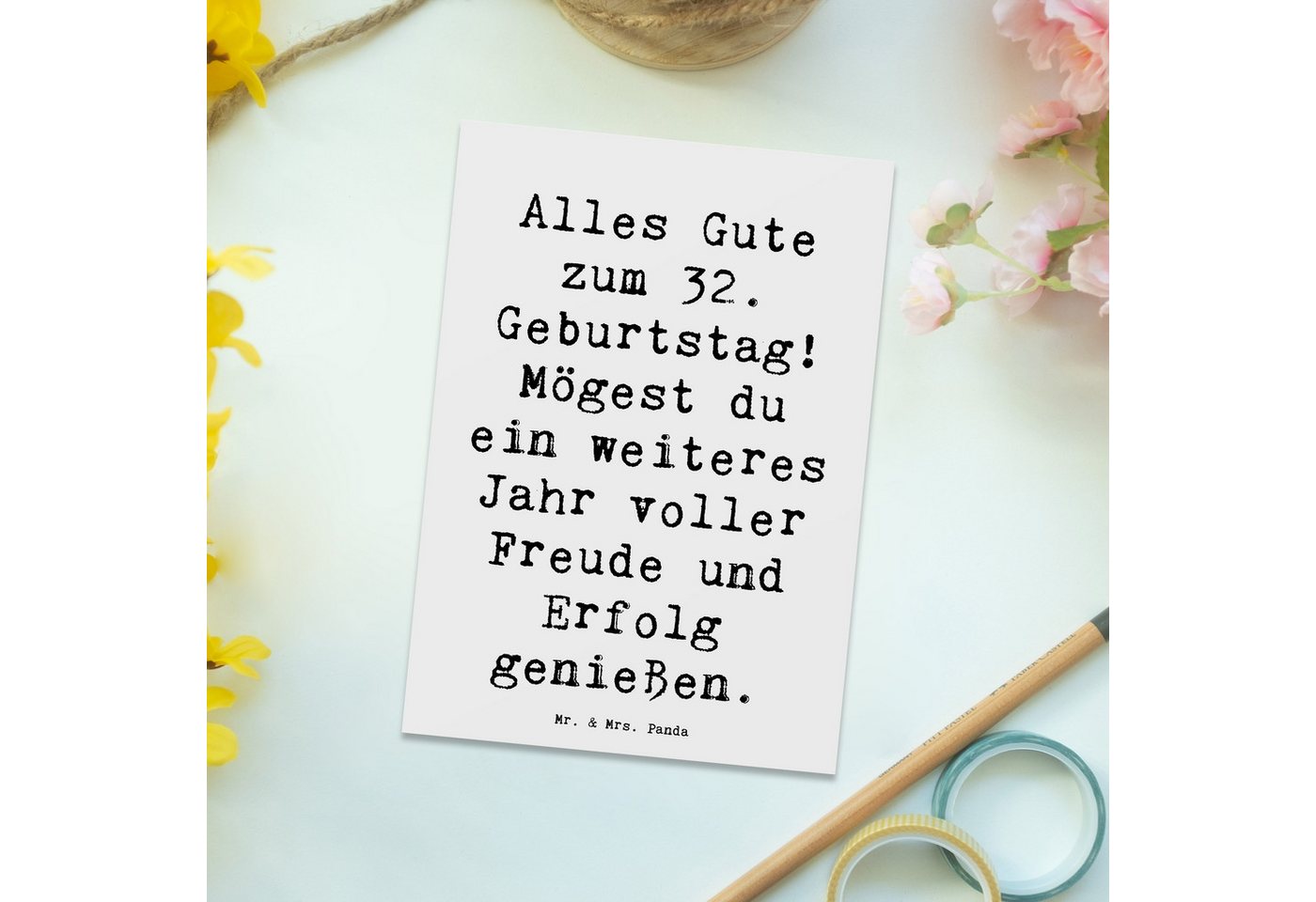 Thumbnail - Mr. & Mrs. Panda Postkarte Spruch 32. Geburtstag - Weiß - Geschenk, magische Momente, Ansichtska