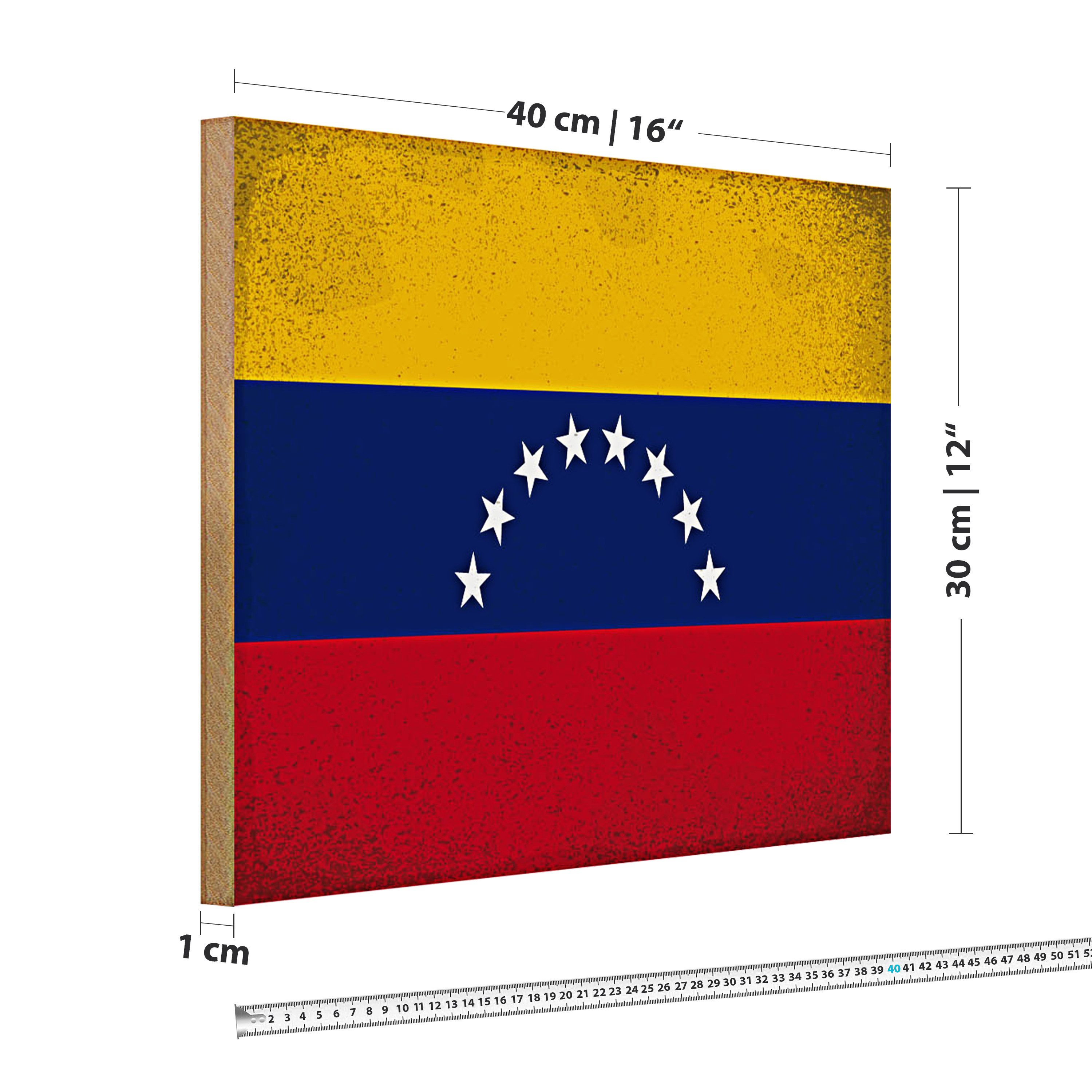 Roomando Holzbild Flagge Venezuela 40x30cm Flag Venezuela Vintage