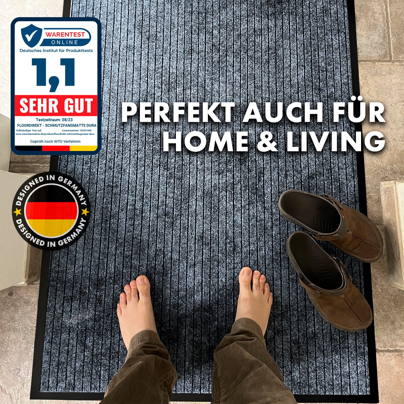 Karat Fußmatte Dura, Schmutzfangmatte mit Rutschfester Rückseite, In vielen Farben & Größen