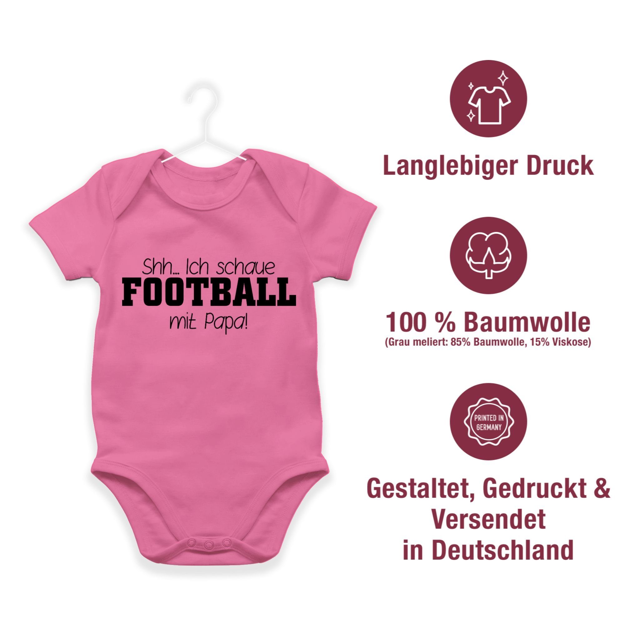 Shirtracer Shirtbody Shh...Ich schaue Papa! Football - Sport 2 mit Pink & Bewegung Baby schwarz