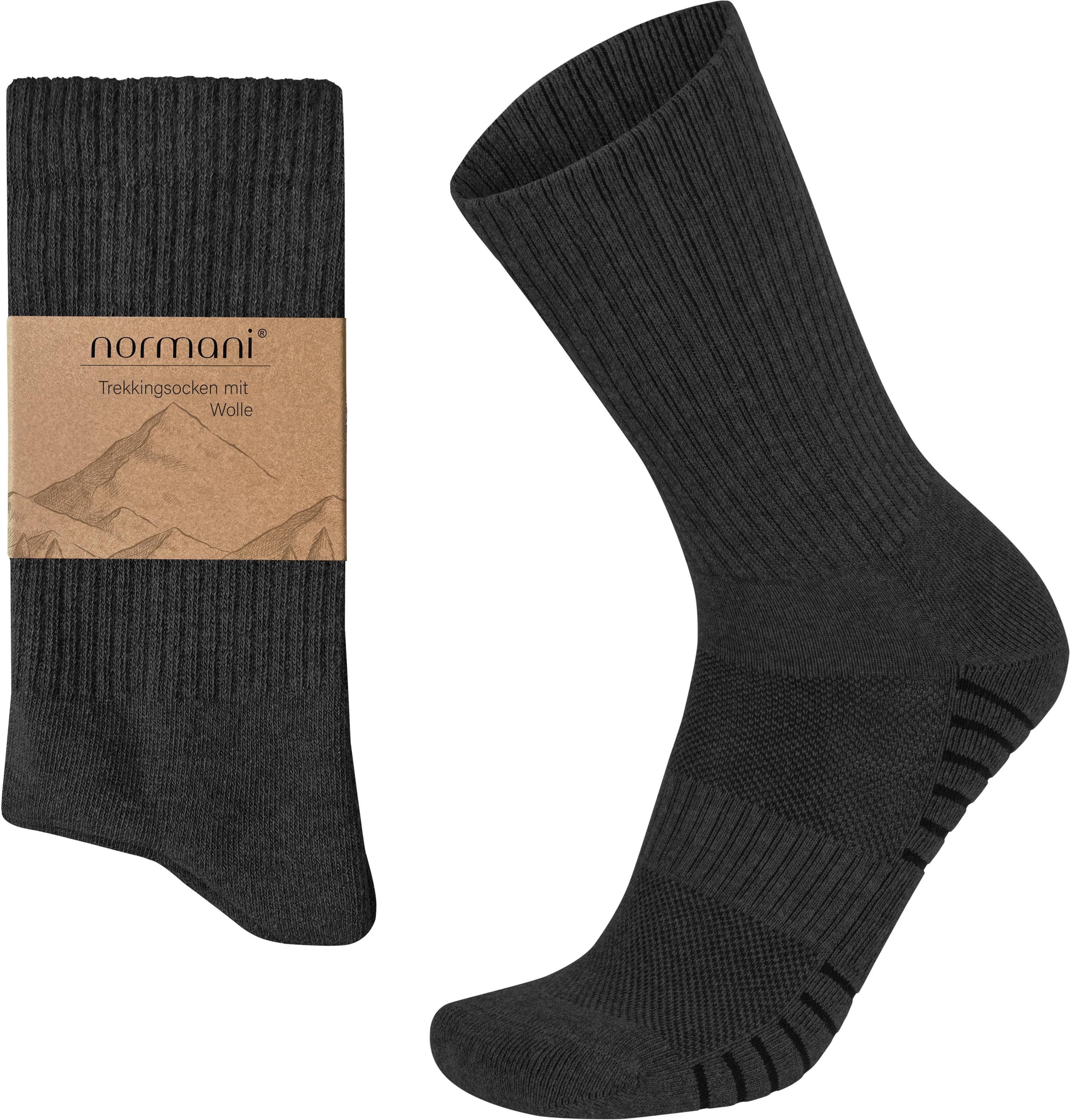normani Wandersocken (4er-Set, 4 Paar) Gepolsterte Trekkingsocken aus Wolle -Atmungsaktiv