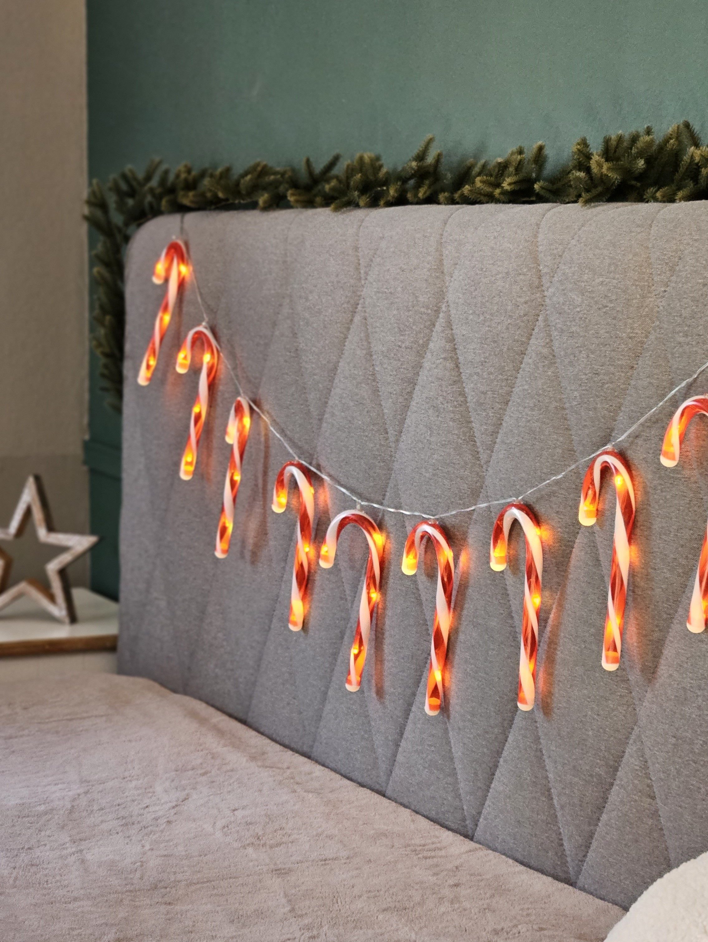 Meinposten LED-Lichterkette 10 Zuckerstangen LED Batterie 180cm warmweiß We günstig online kaufen