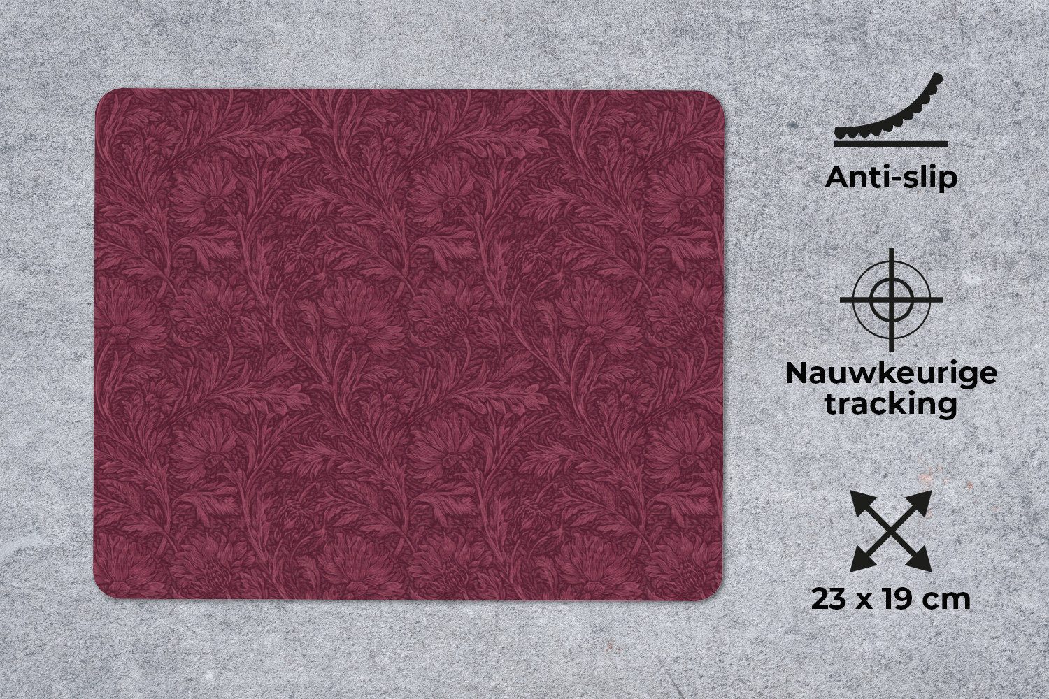 MuchoWow Mauspad Blätter - Muster - Lila (1-St), Gaming, Mousepad Klein, Büro Zubehör, Mausunterlage, 12x10 cm