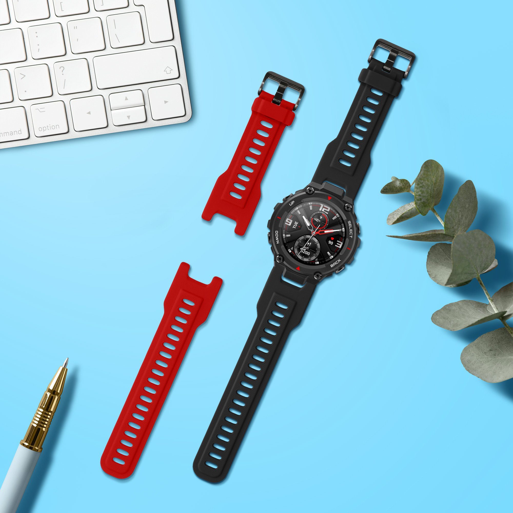 kwmobile 2x Uhrenarmband für Huami Amazfit T-Rex / T-Rex Pro Armband Smartwatch, 2-tlg., Fitnesstracker Band Set aus TPU Silikon - Ersatzarmband Smartwatch