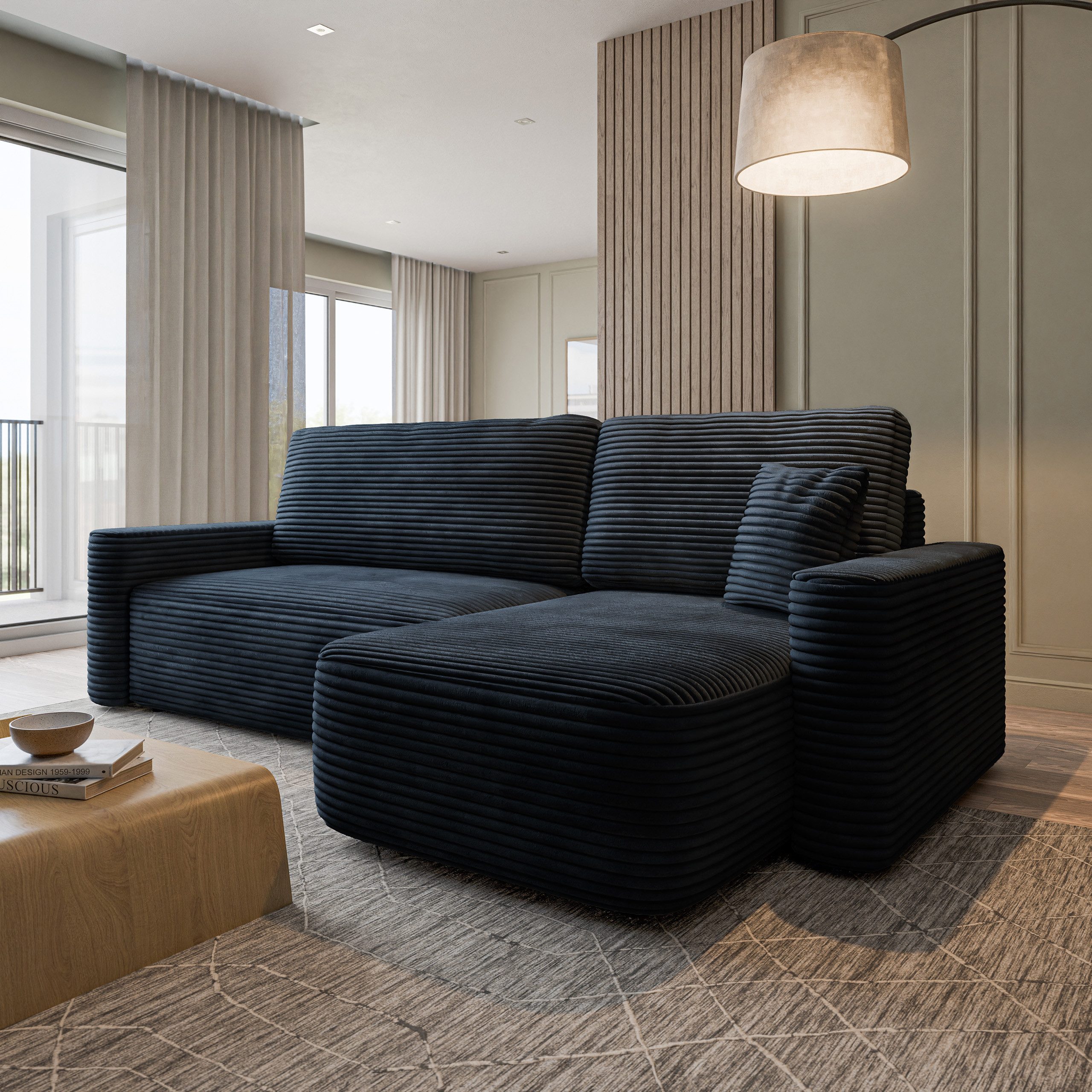 Masseno Ecksofa NERI mit Schlaffunktion L-Form, Sofa mit Bettkasten