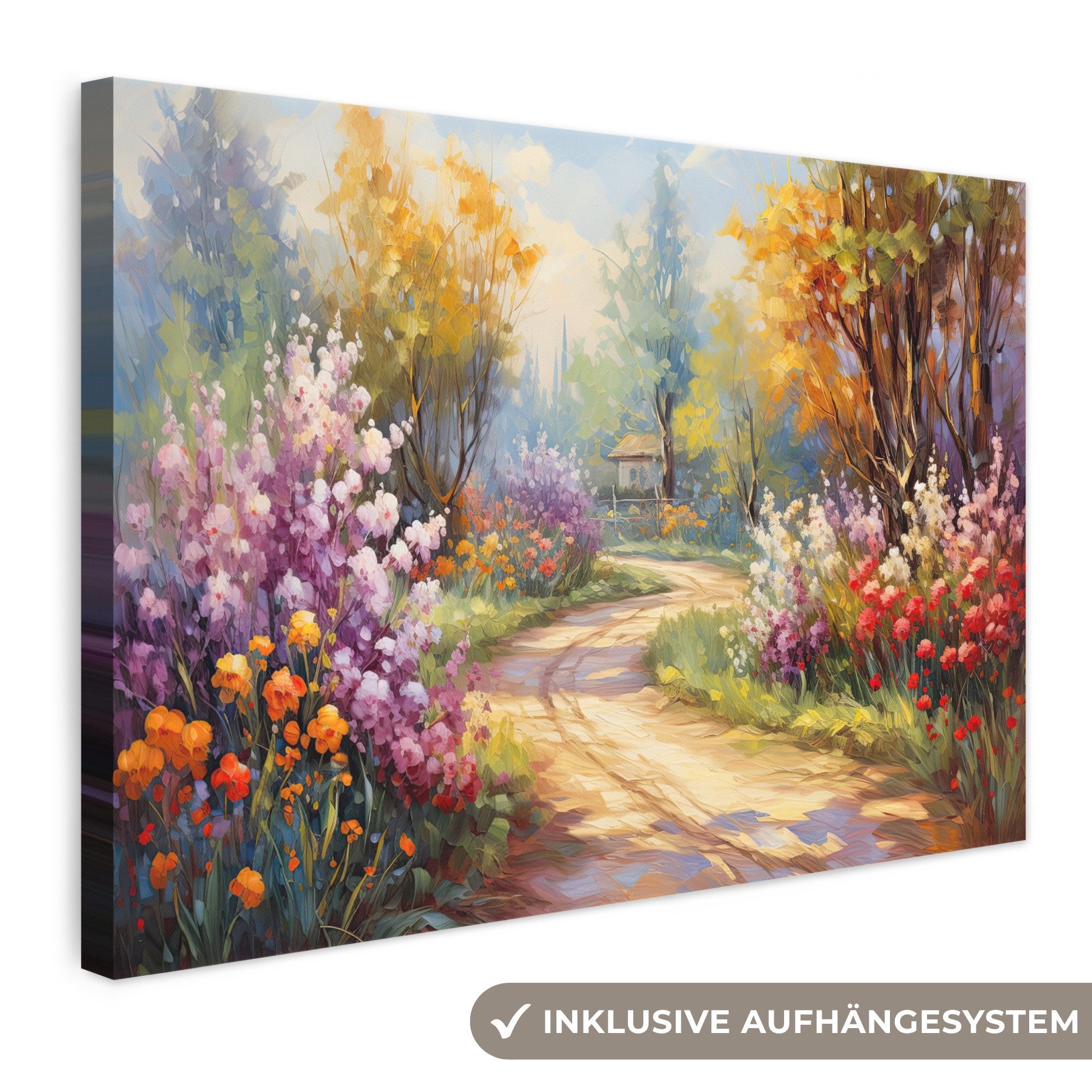 OneMillionCanvasses® Leinwandbild Blumen - Bäume - Kunst - Aquarell, Fotodruck (1 St), Leinwand Bilder Klein, Wand Dekoration Aesthetic 30x20 cm