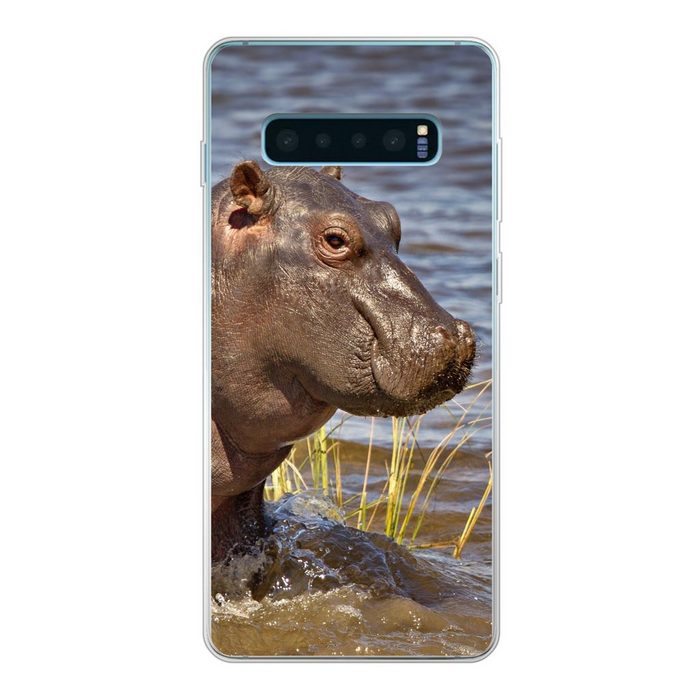 MuchoWow Handyhülle Nilpferd - Wasser - Kalb Phone Case Handyhülle Samsung Galaxy S10 Lite Silikon Schutzhülle