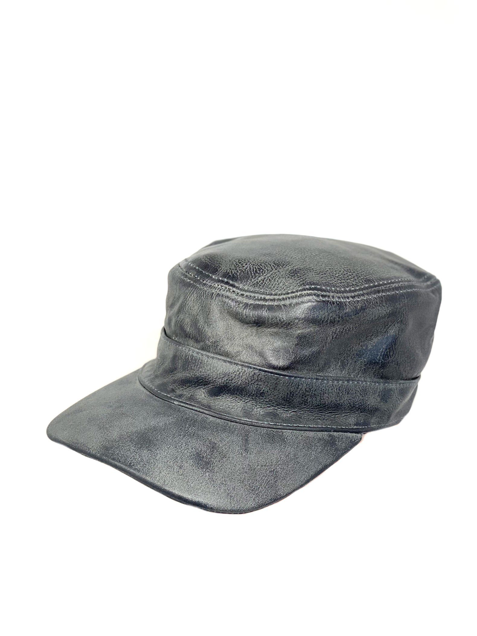 Albsales Baseball Cap Leder Schildmütze CUBA Antik Echt Green Mütze Hut Herren Cap Basecap Ledercap