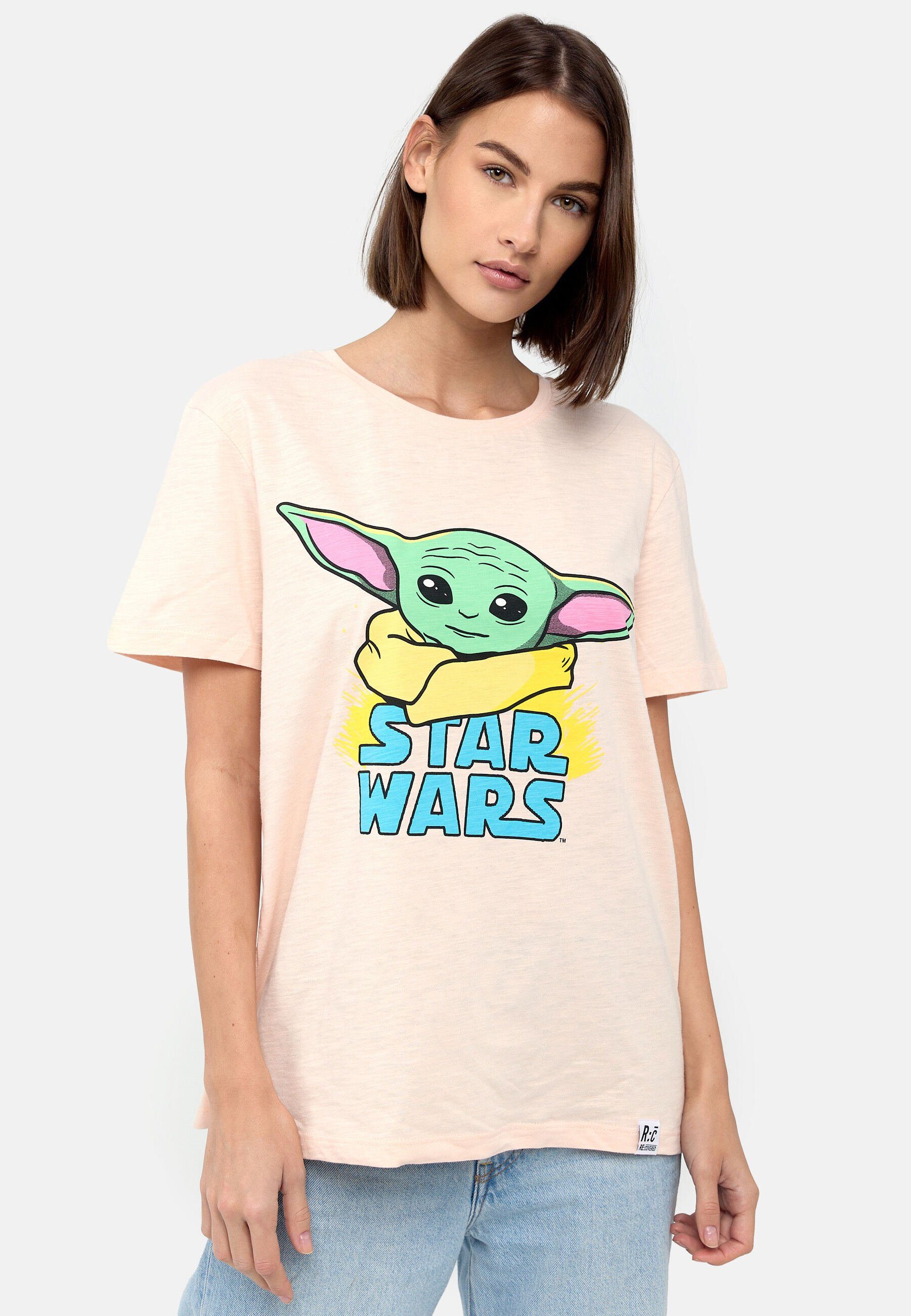 Recovered T-Shirt Star Wars The Mandalorian Child GOTS zertifizierte Bio-Baumwolle rosa