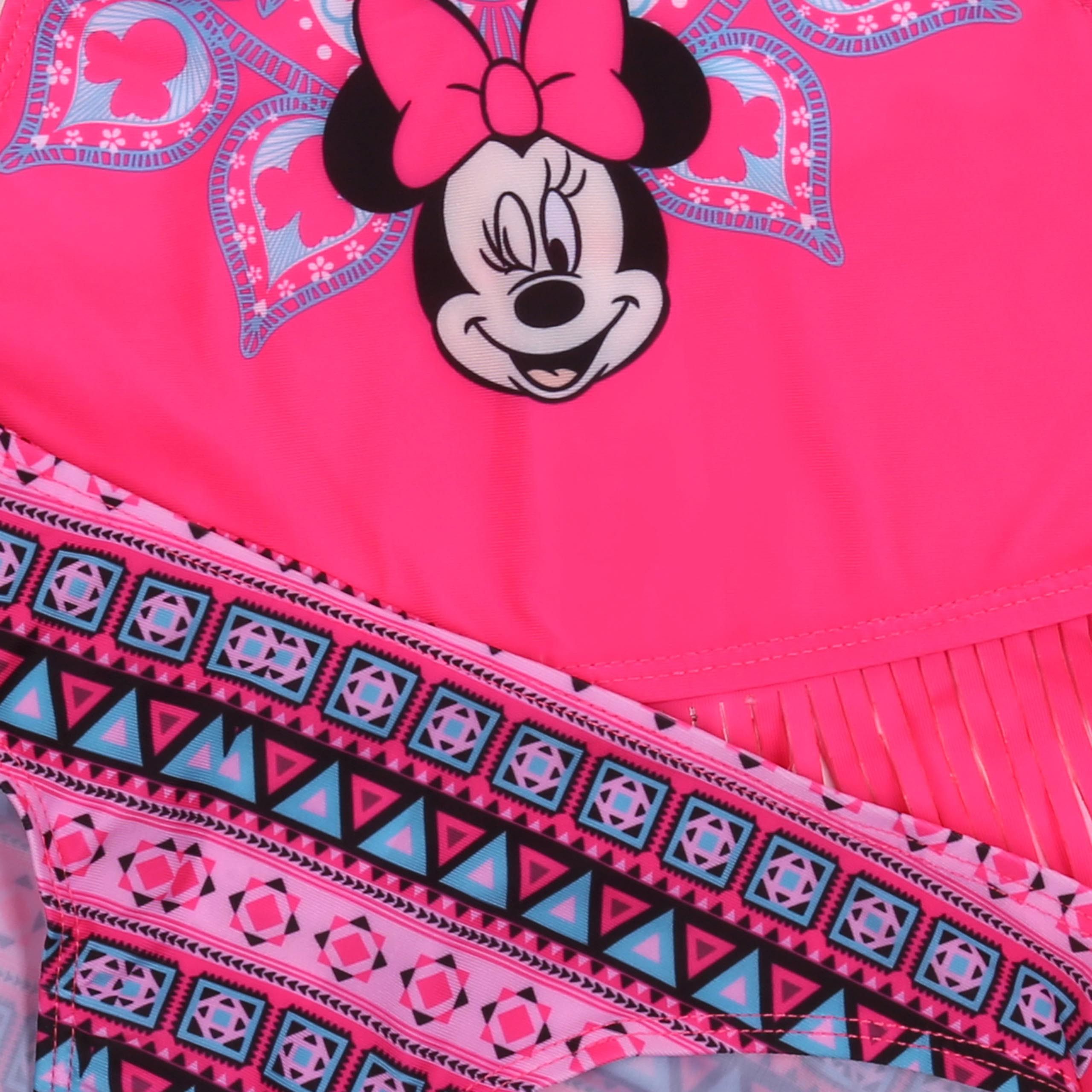 Sarcia.eu Badekleid Neonfarbener, pinker Badeanzug mit Fransen Minnie Maus 8-9 Jahre