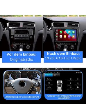 GABITECH 10 Zoll Android 13 Autoradio Navi für VW Golf 7 2013-2017 Autoradio (Drahtloses Carplay & AndroidAuto,3D Navi, 4GB RAM; 64GB ROM,WiFi,DAB)