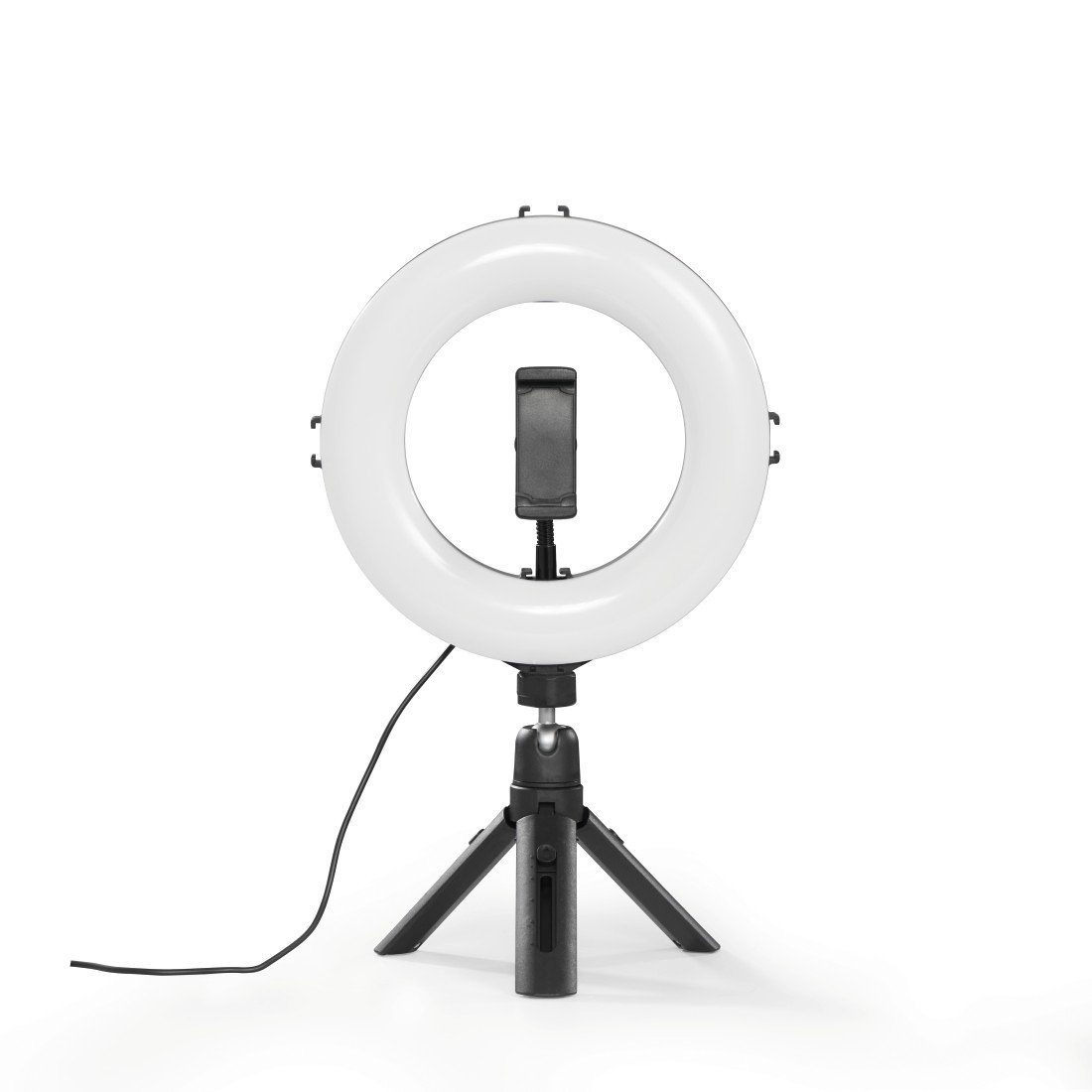 Hama Ringlicht LED Ringleuchte Videokonferenz mit Handy, Mikrofon, Webcam, für Stativ