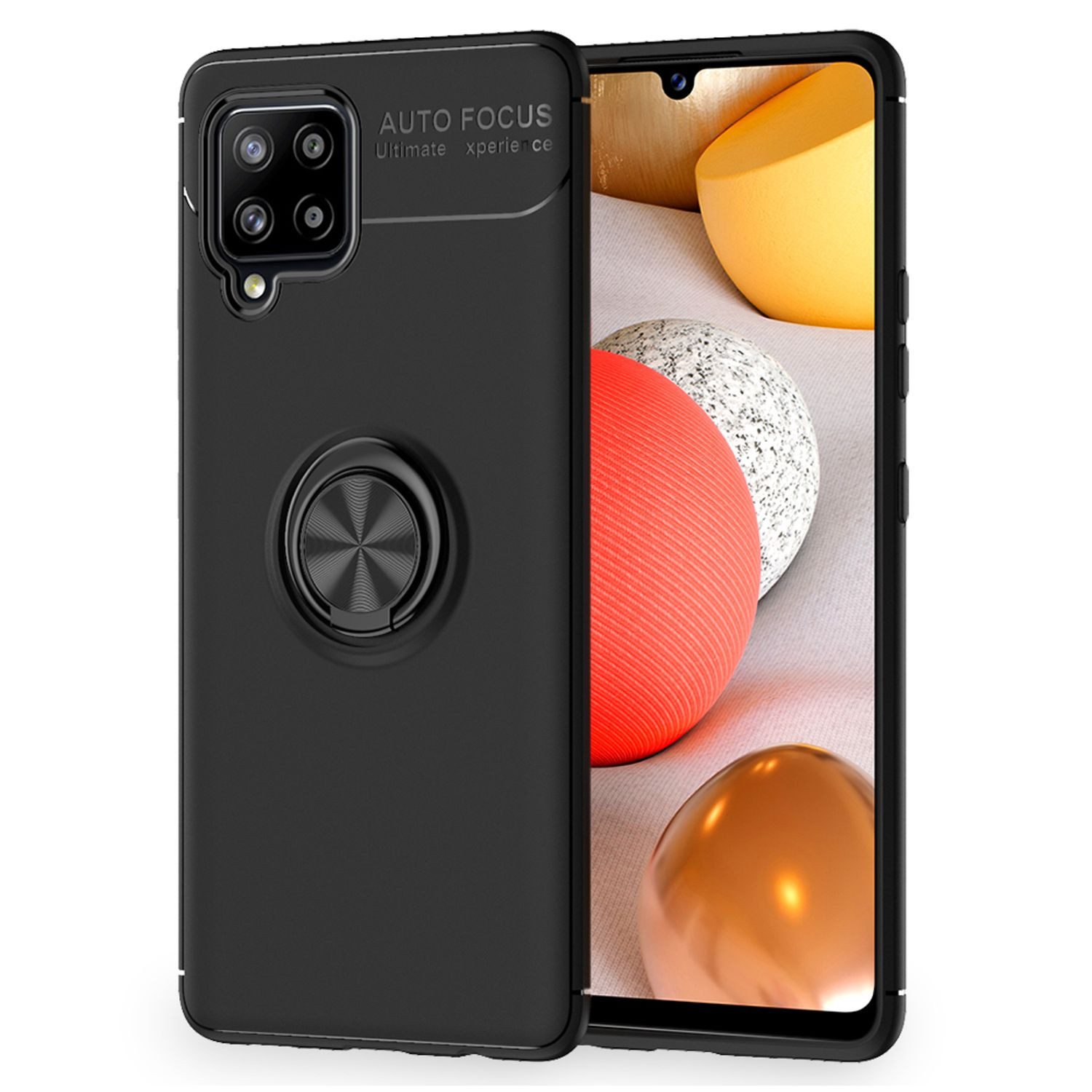 Nalia Smartphone-Hülle Samsung Galaxy A42 5G 16,8 cm (6,6 Zoll), Matte Ring Silikon Hülle / 360 Grad Ring / Standfunktion / Rutschfest