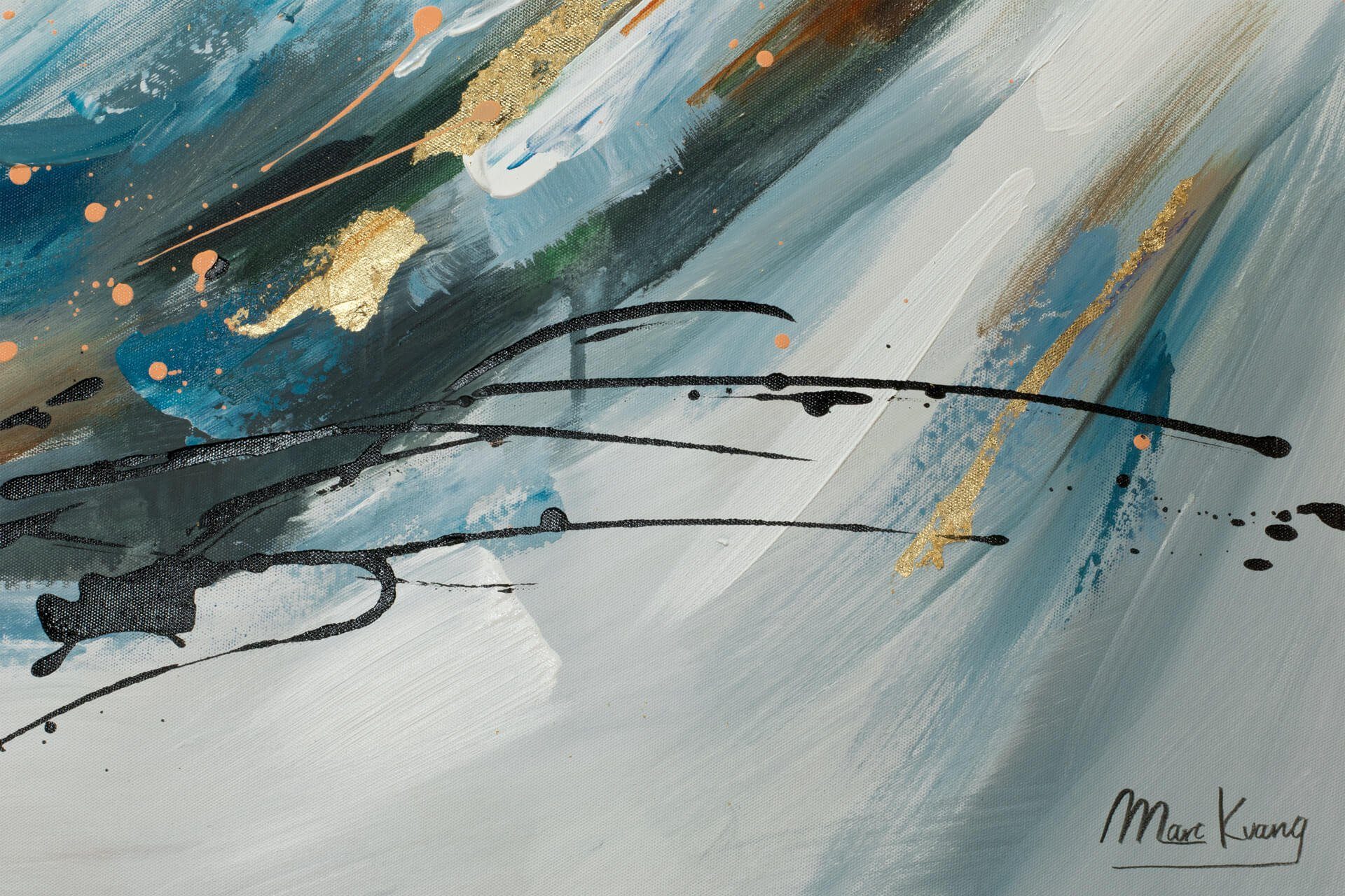 KUNSTLOFT Gemälde Singendes Wasser 150x50 cm, Leinwandbild 100% HANDGEMALT Wandbild Wohnzimmer
