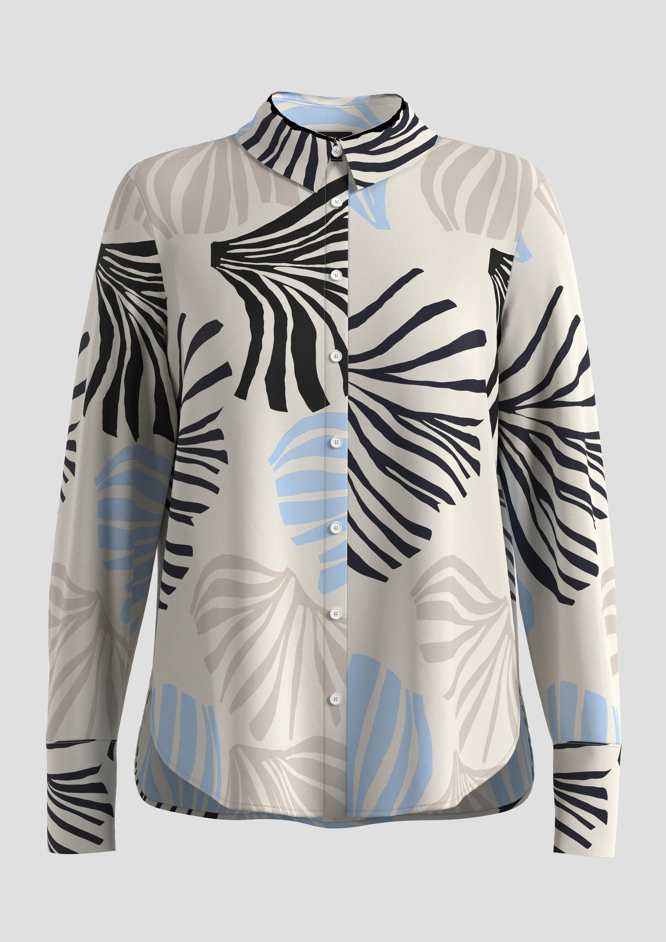 s.Oliver Langarmbluse Bluse Satinierte Viskose-Bluse mit All-over-Print und Manschetten