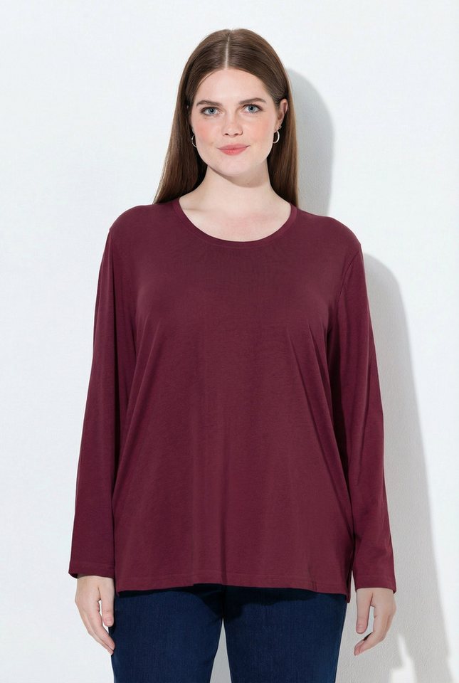 Ulla Popken T-Shirt Shirt Relaxed Rundhalsausschnitt Langarm