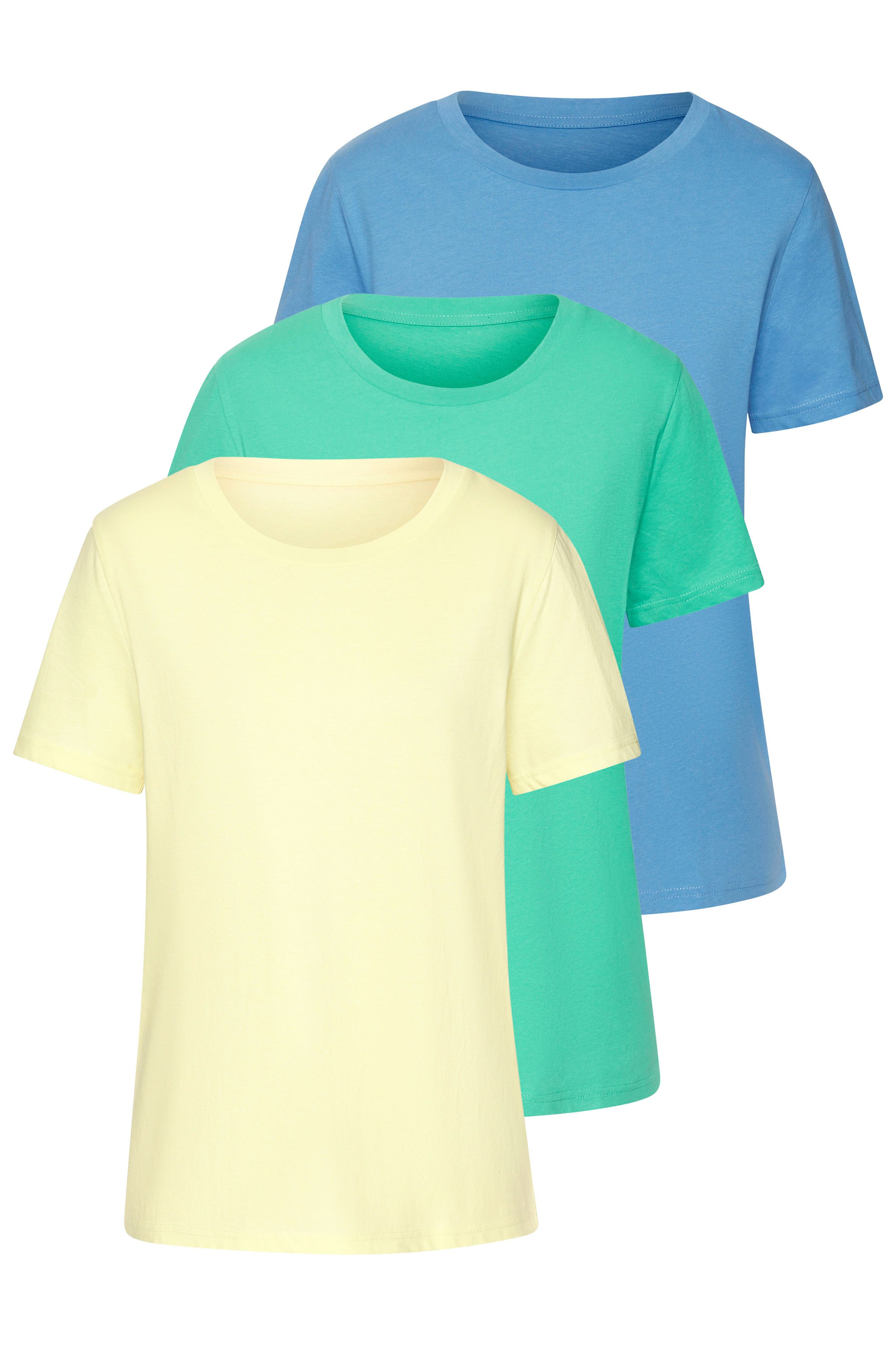Beachtime by Lascana T-Shirt mit modischem Schlitz am Saum (3er-Pack) aus luftiger Baumwoll-Qualität