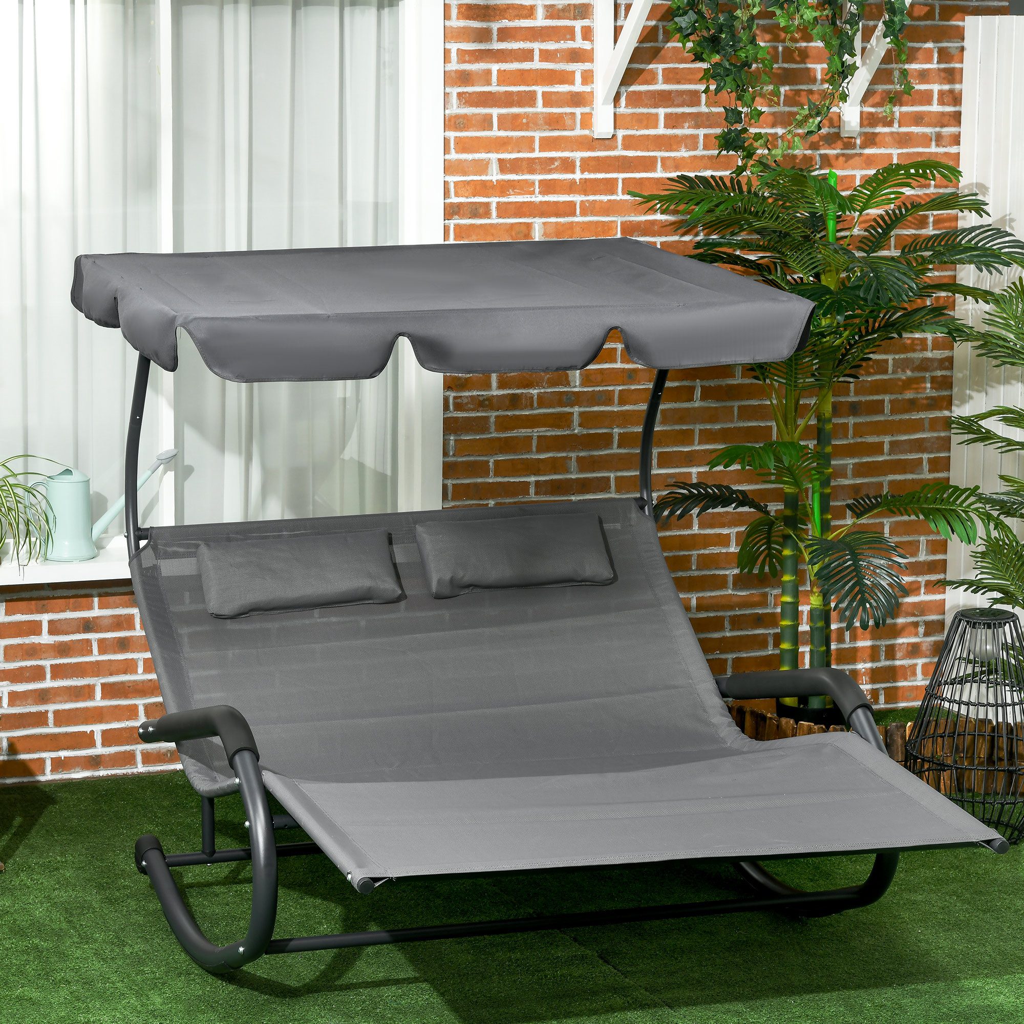 Auralum Doppelliege Sonnenliege Doppelliege Garten Style günstig online kaufen