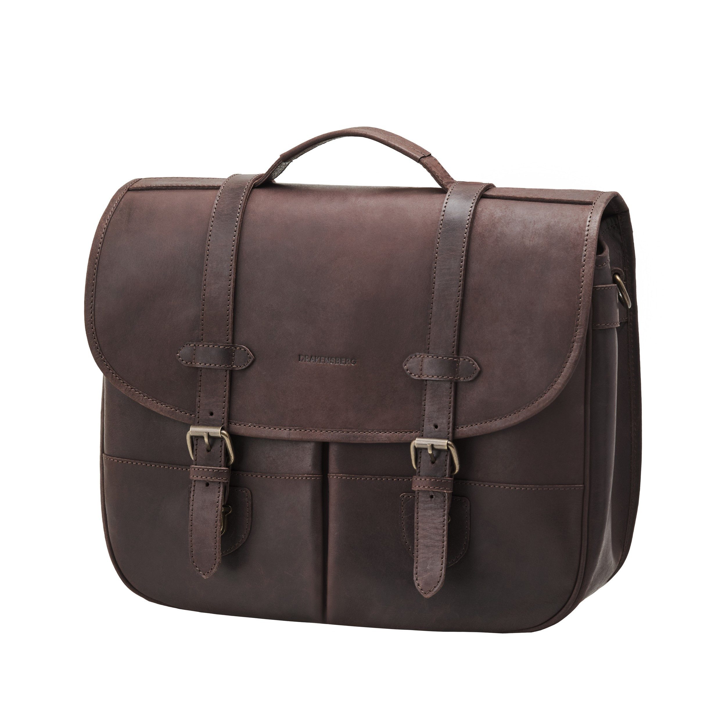DRAKENSBERG Messenger Bag Umhängetasche »Edward« Kaffee-Braun, Herren Leder Schultertasche mit 16" Laptopfach, handgemacht, Vintage