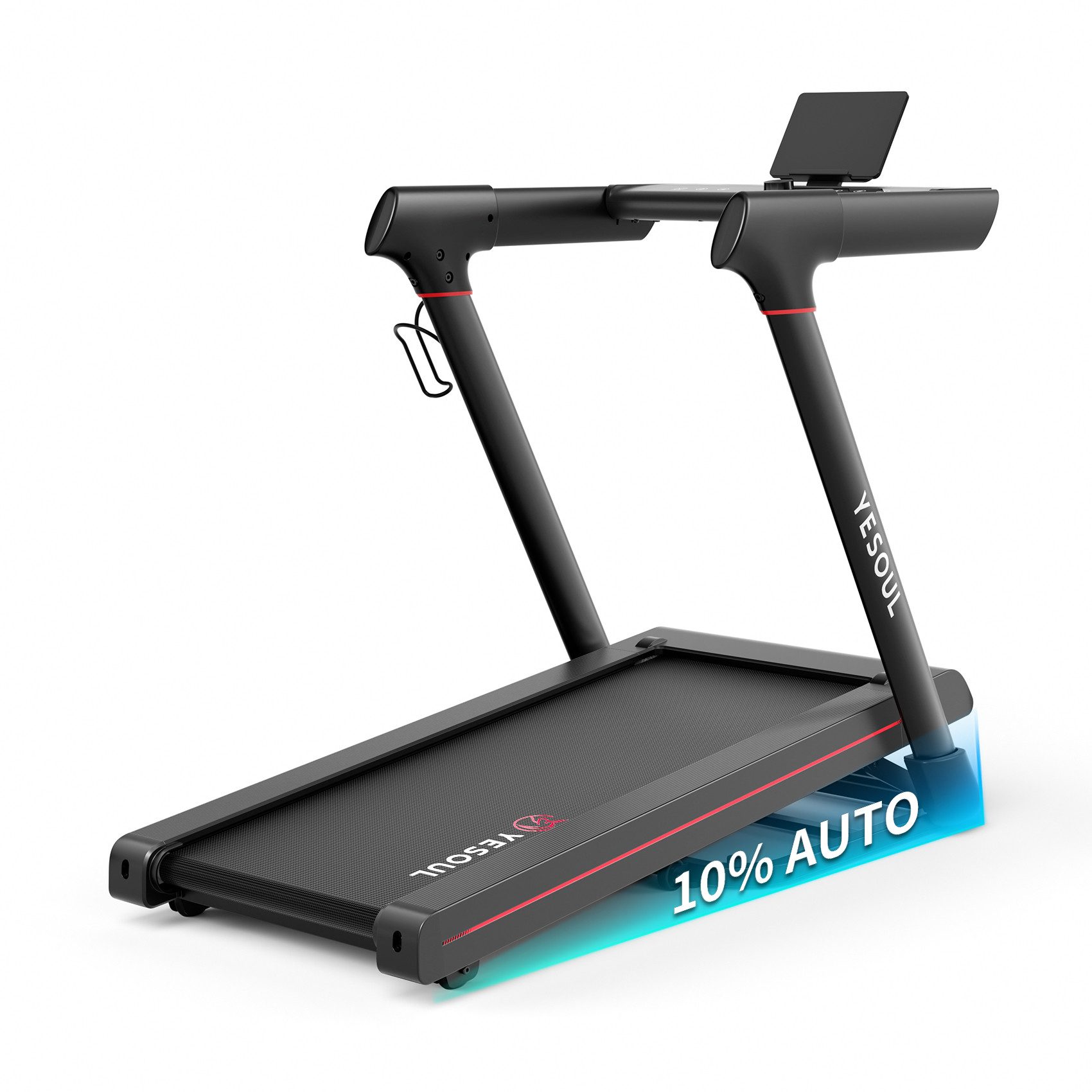 yesoul Laufband T3 Pro klappbar für zu Hause, 14 km/h, 10 % automatische Steigung, App (Tablet-/Handyhalter, Flaschenhalter, Sicherheitsschlüssel, Silikonöl), Gelenkschonend, platzsparend klappbar, leicht beweglich und bedienbar