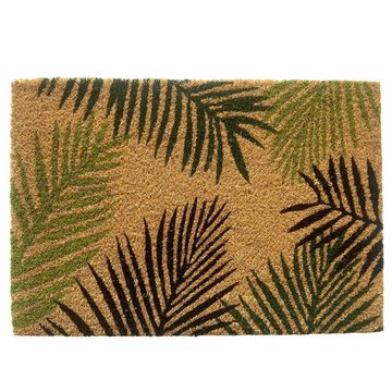 Fußmatte Exotischer Kokos Schuhabstreifer mit Palmenblättern in grün, Teppich-Traum, Rechteck