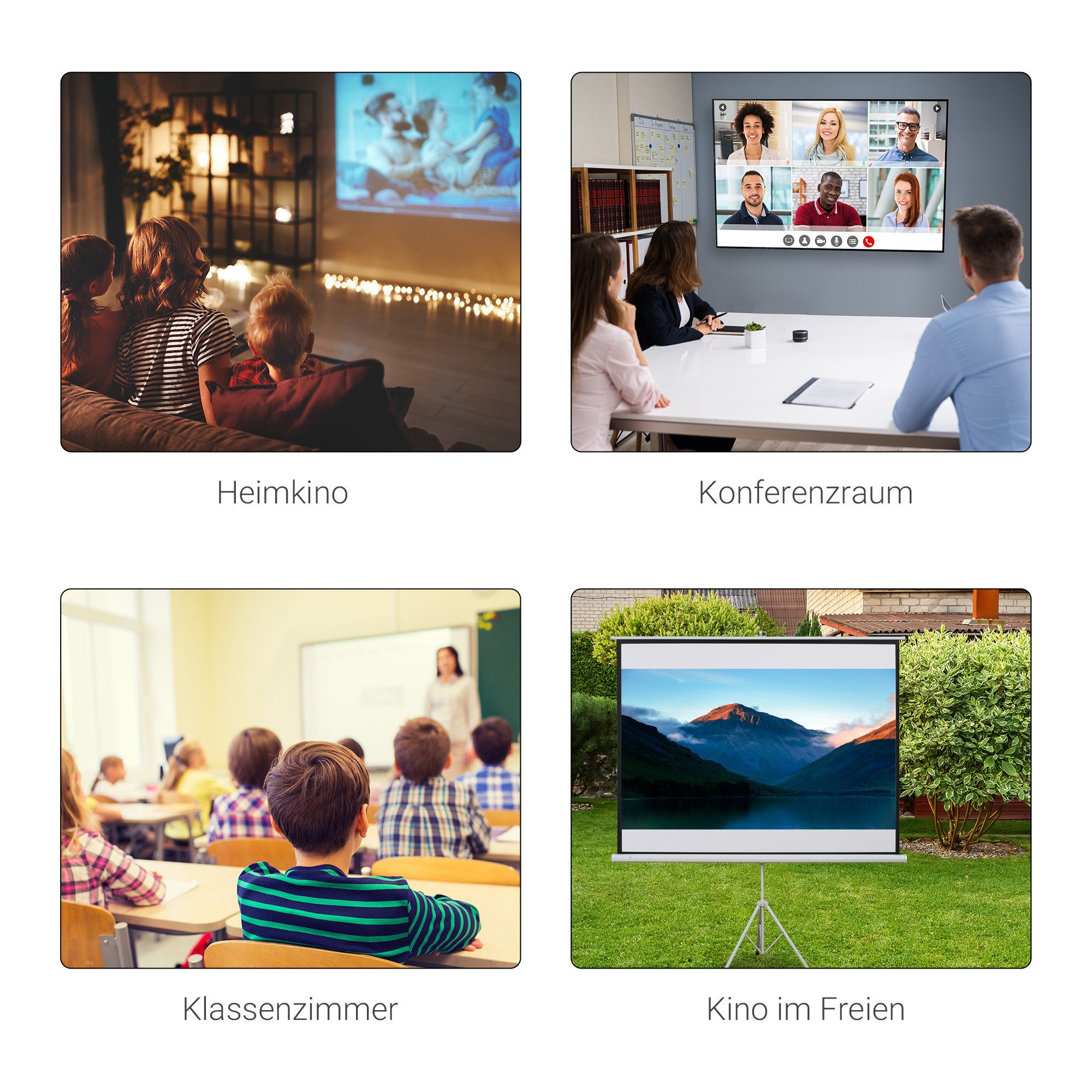FANNOU Beamer Leinwand mit Stativ, 4:3 Projektionsfläche Stativleinwand (84 Zoll faltbar höhenverstellbar Präsentationswand für Zuhause, Schule)