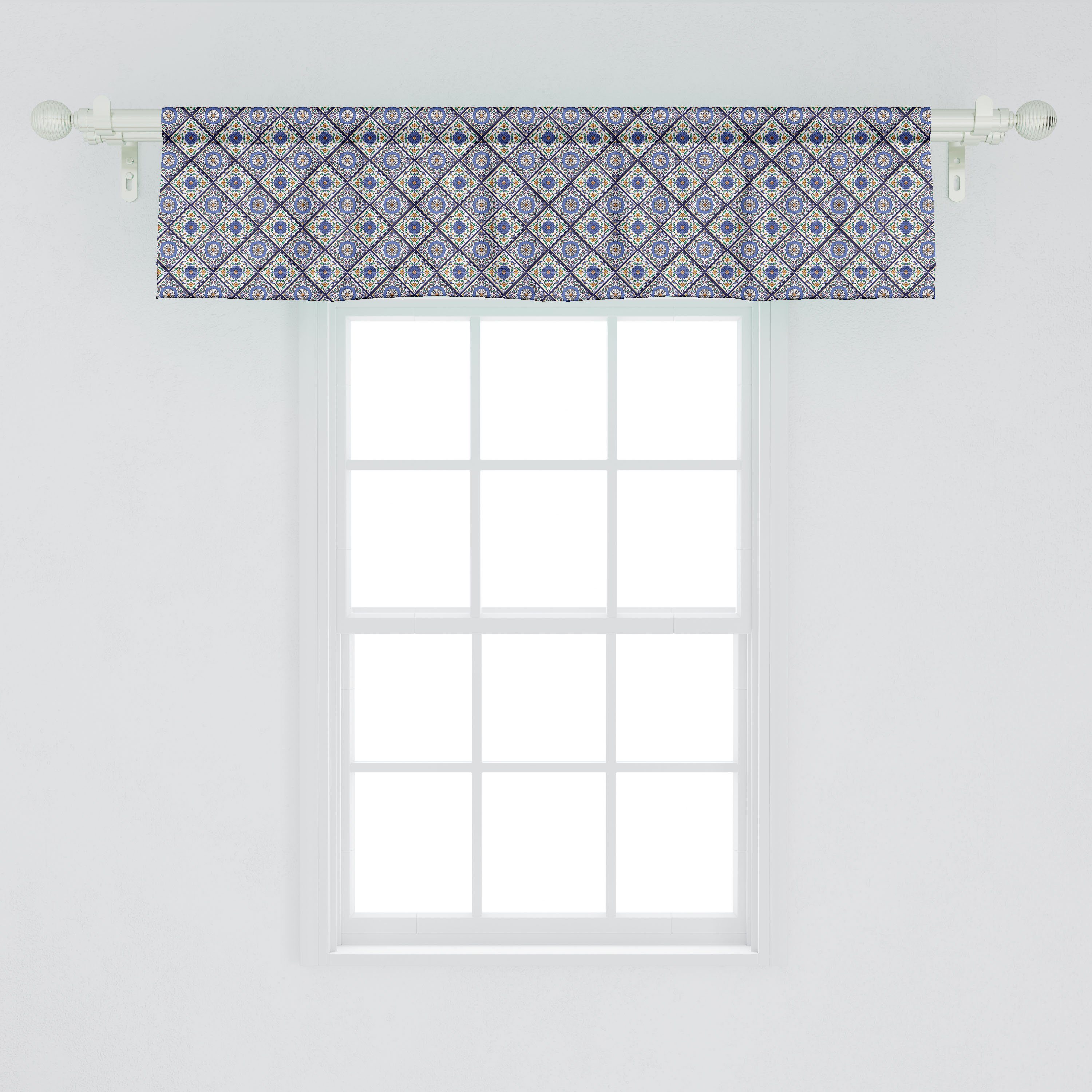 Geometrisch Morrocan Küche Ornament Stangentasche, für Volant Dekor Microfaser, mit Scheibengardine Vorhang Abakuhaus, Schlafzimmer