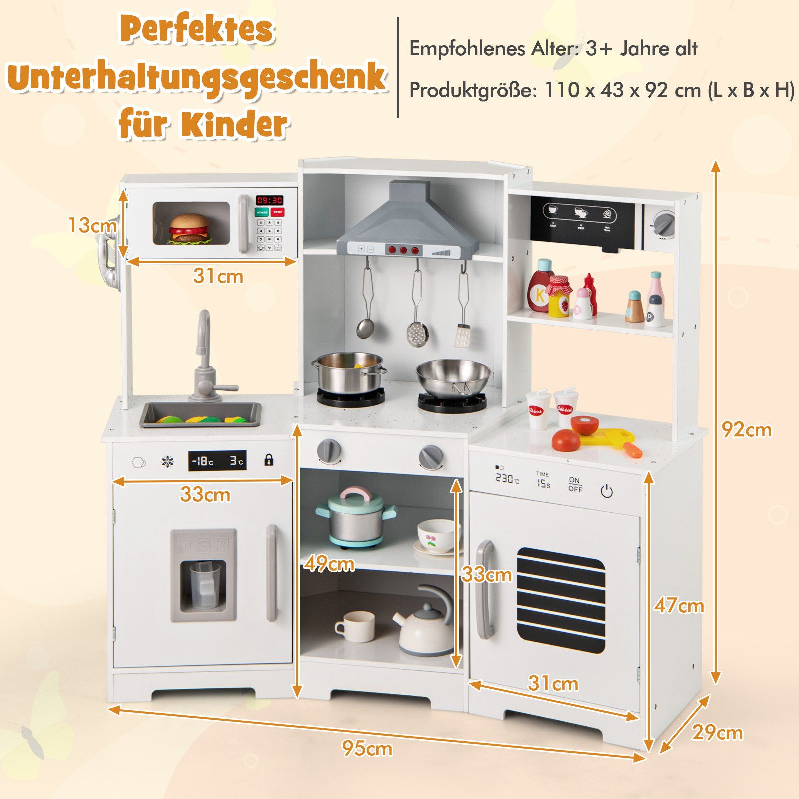 COSTWAY Spielküche, Kinderküche, mit Lichtern, 110 günstig online kaufen