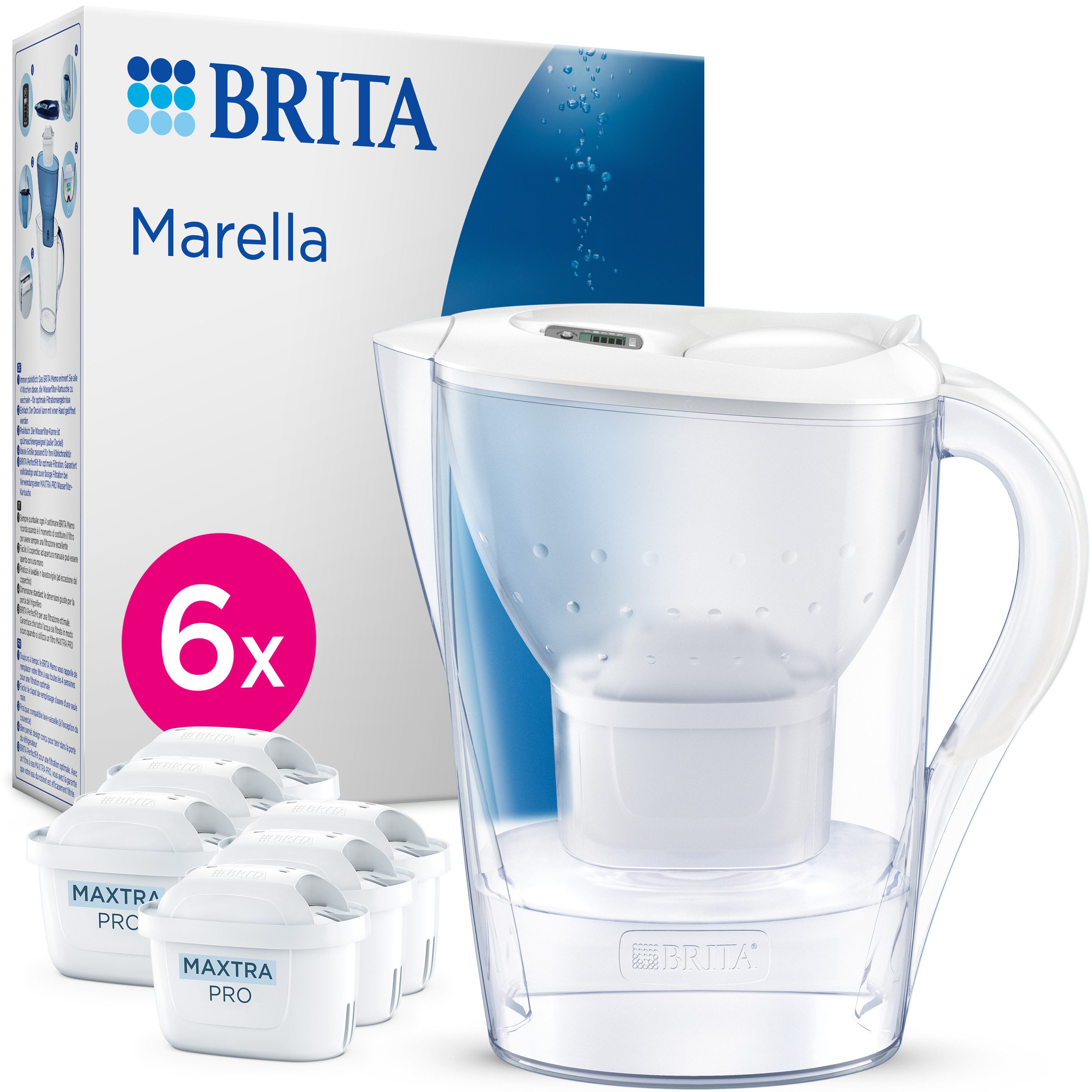BRITA Wasserfilter Marella, inkl. 6 MAXTRA PRO ALL-IN-1 Filterkartuschen
