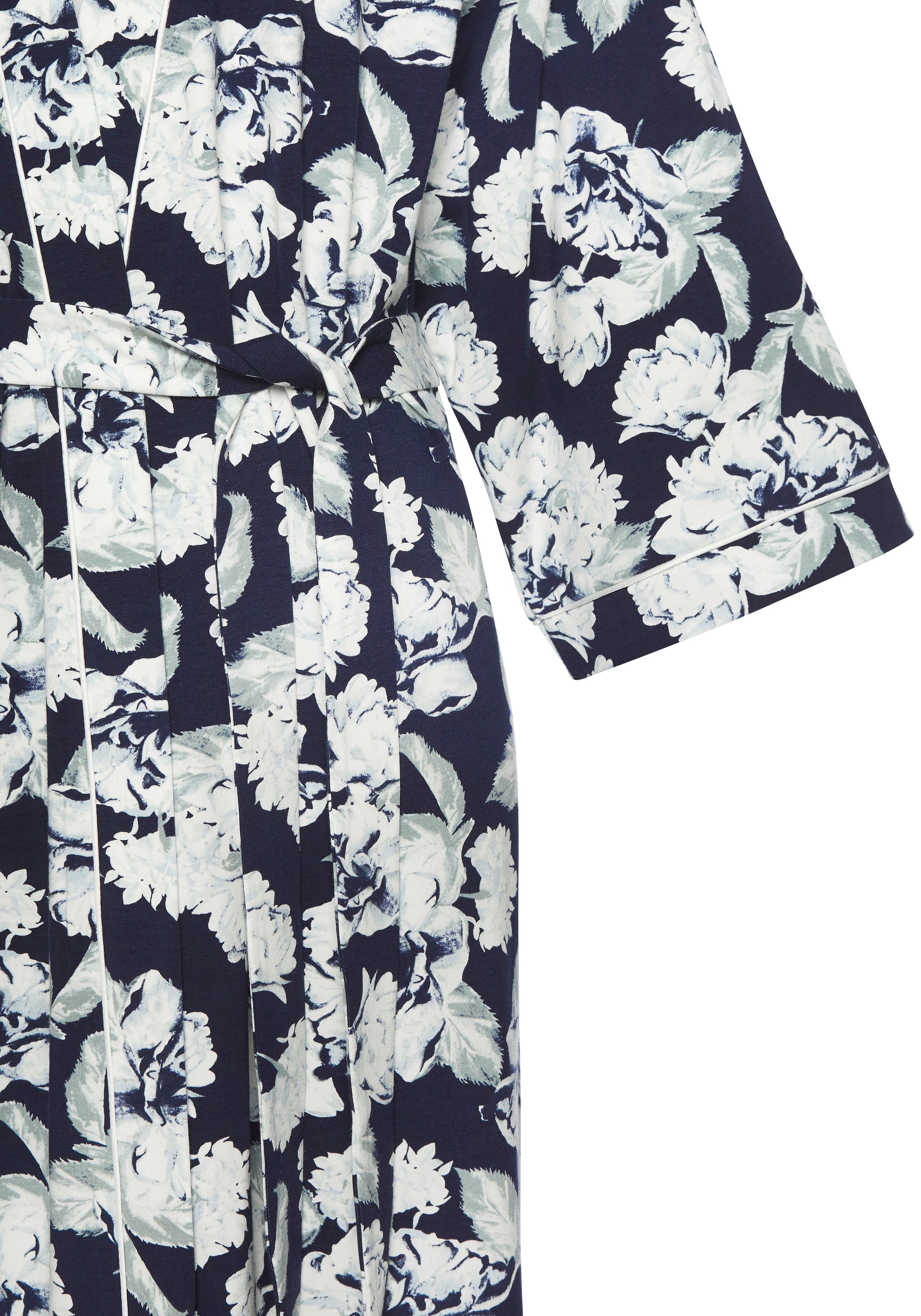 LASCANA Kimono, Kurzform, Baumwoll-Mix, Kimono-Kragen, Gürtel, mit schönem Blumenmuster