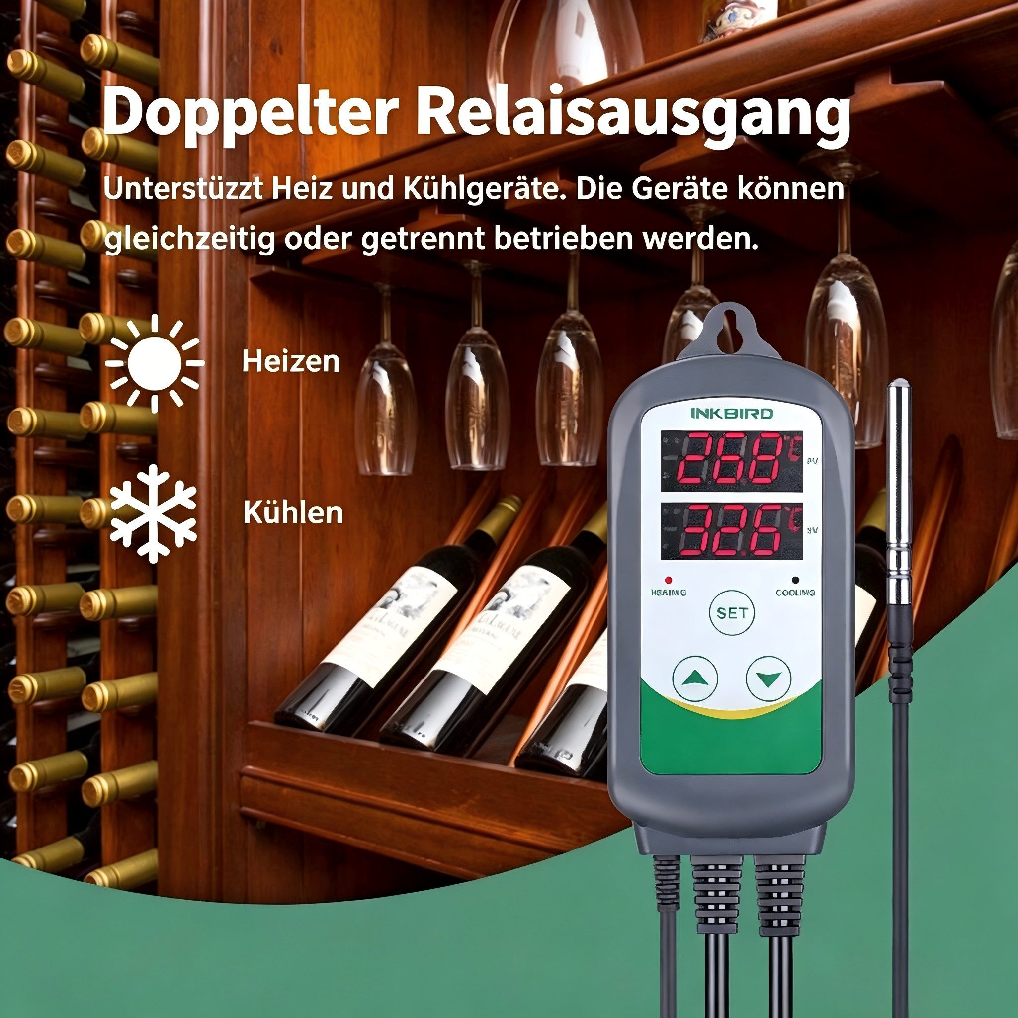 INKBIRD Steckdosen-Thermostat 2,4 GHz WLAN Temperaturregler, Heiz- und Kühlthermostat mit Steckdose, max. 2200 W, Komfortable App-Steuerung & flexible Nutzung