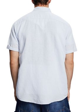 Esprit Kurzarmhemd Kurzärmliges Hemd aus Baumwolle-Leinen-Mix