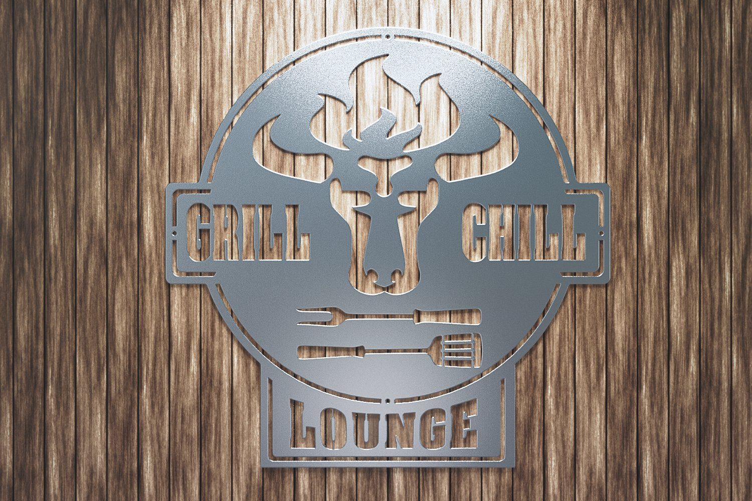 Lounge tuning-art Lounge Edelrost Bulle Schild & Stahl Chill GC01-E + Grill Wanddekoobjekt Grill Edelrost