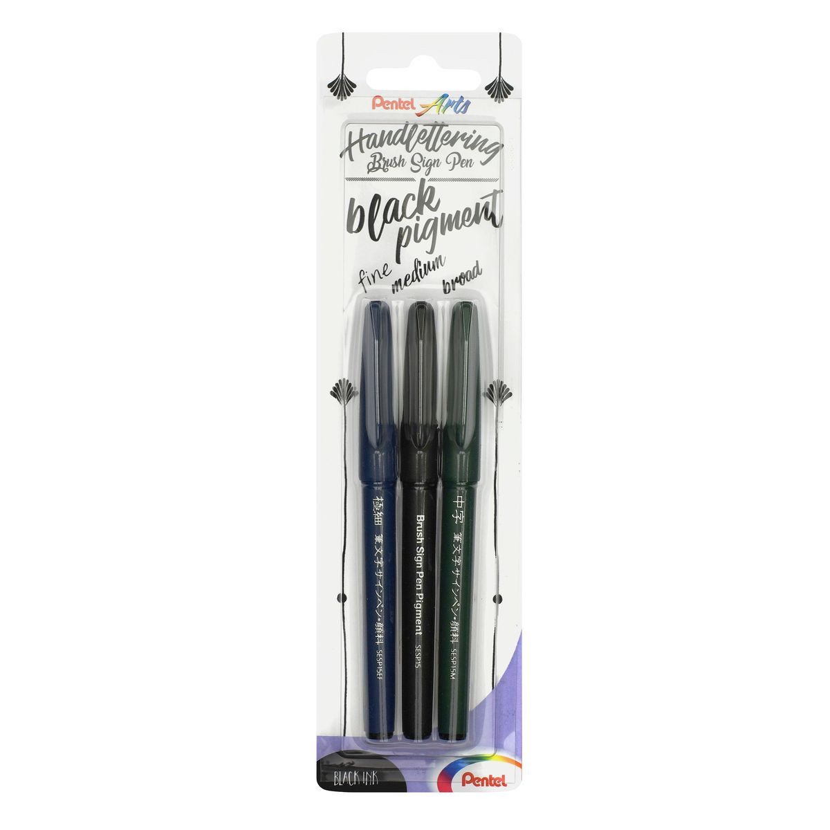 PENTEL Pinselstift Pentel Kalligrafiestifte Brush Sign Pen schwarz 3 Stück