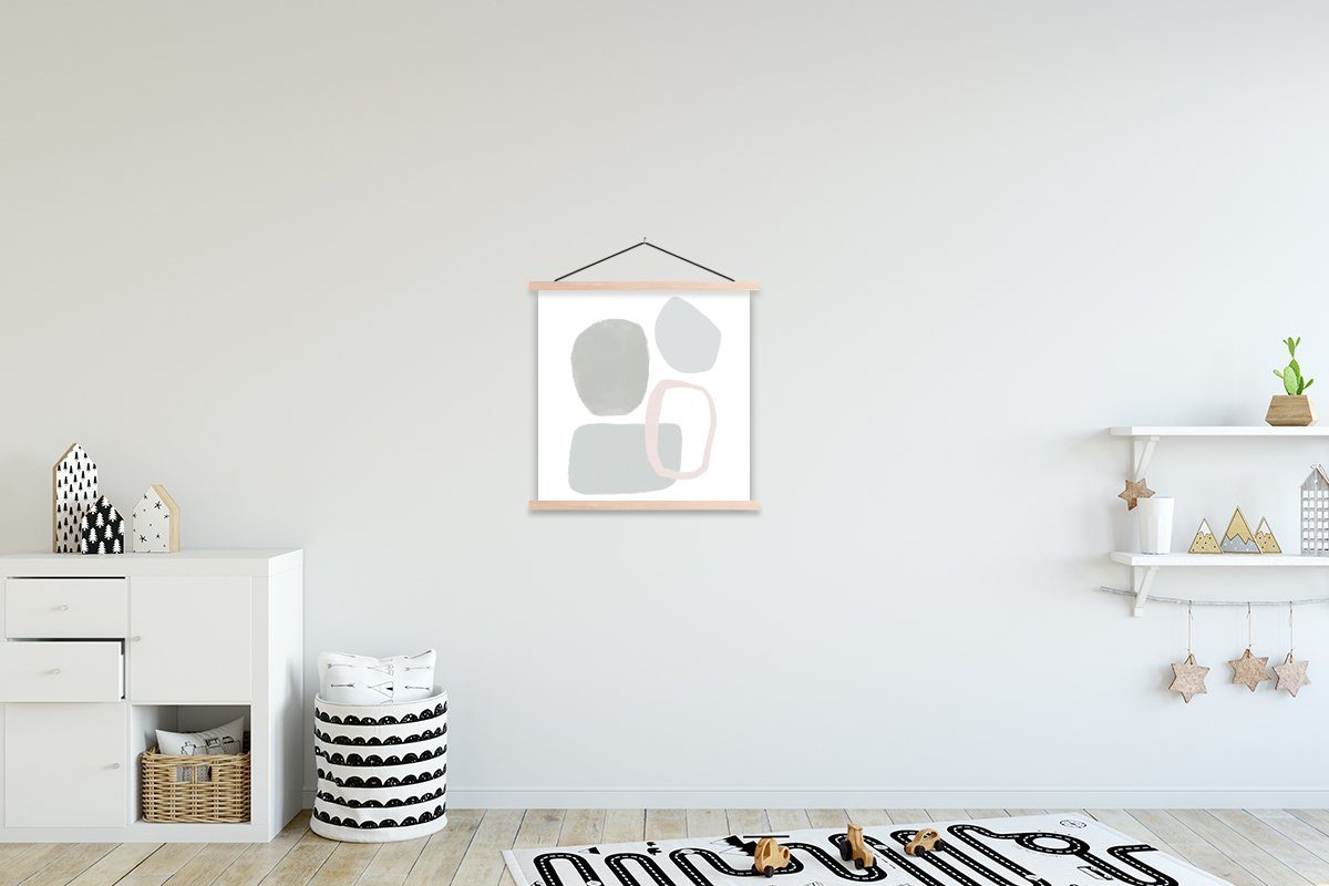 Wohnzimmer, Pastell, (1 MuchoWow Magnetisch St), Textilposter Linienkunst - Poster Abstrakt für Bilderleiste, Posterleiste, -